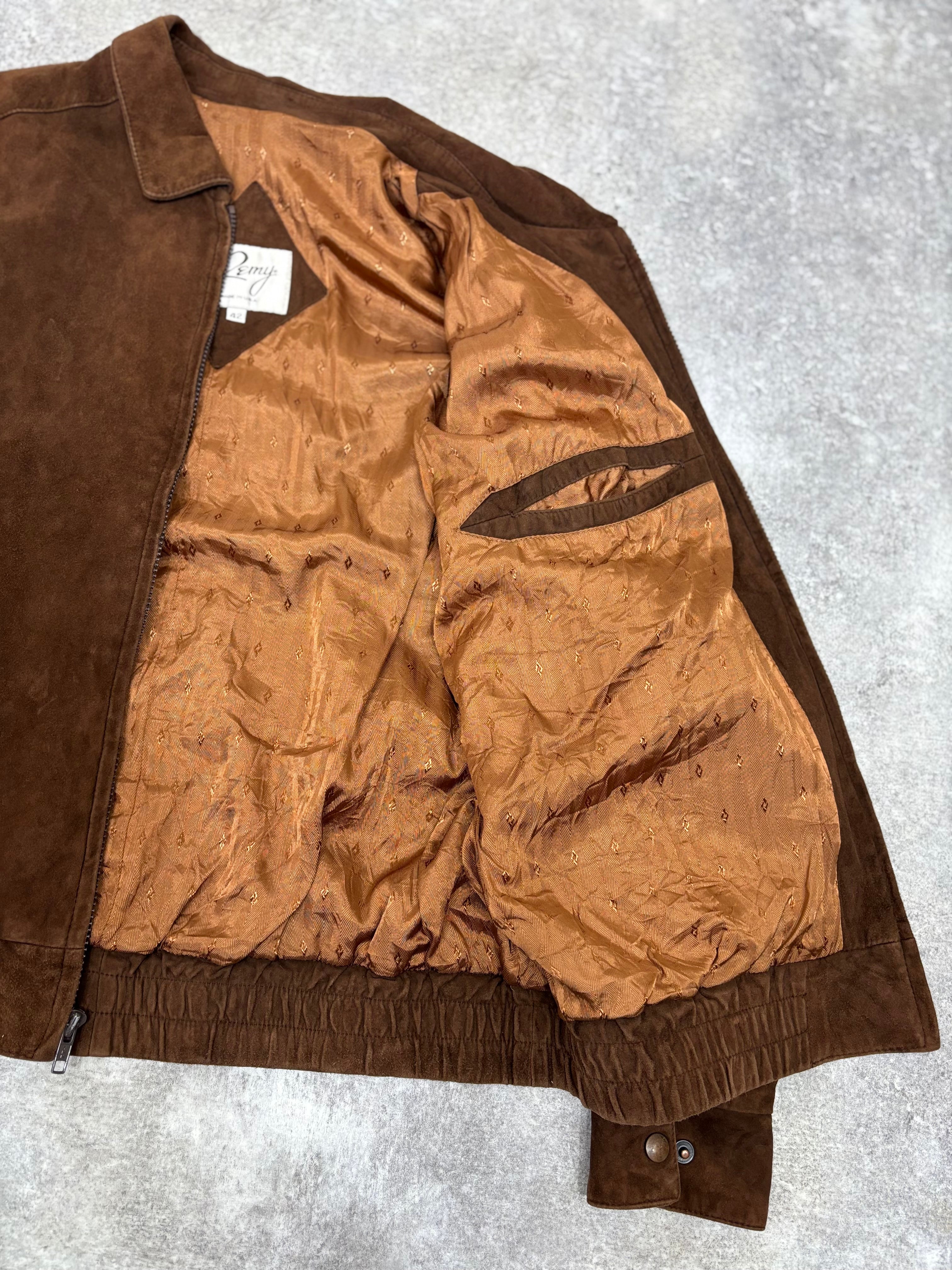 Brown Suede Leather Zip Jacket