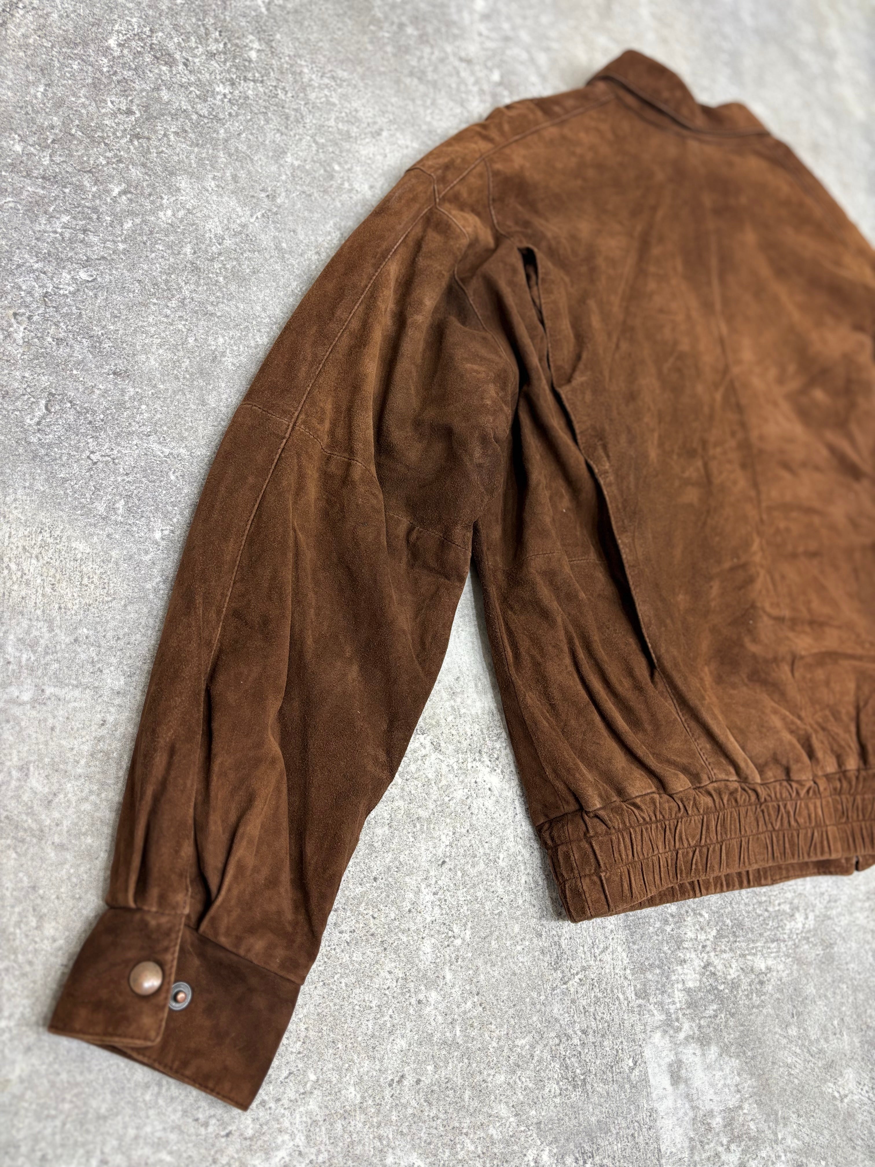 Brown Suede Leather Zip Jacket