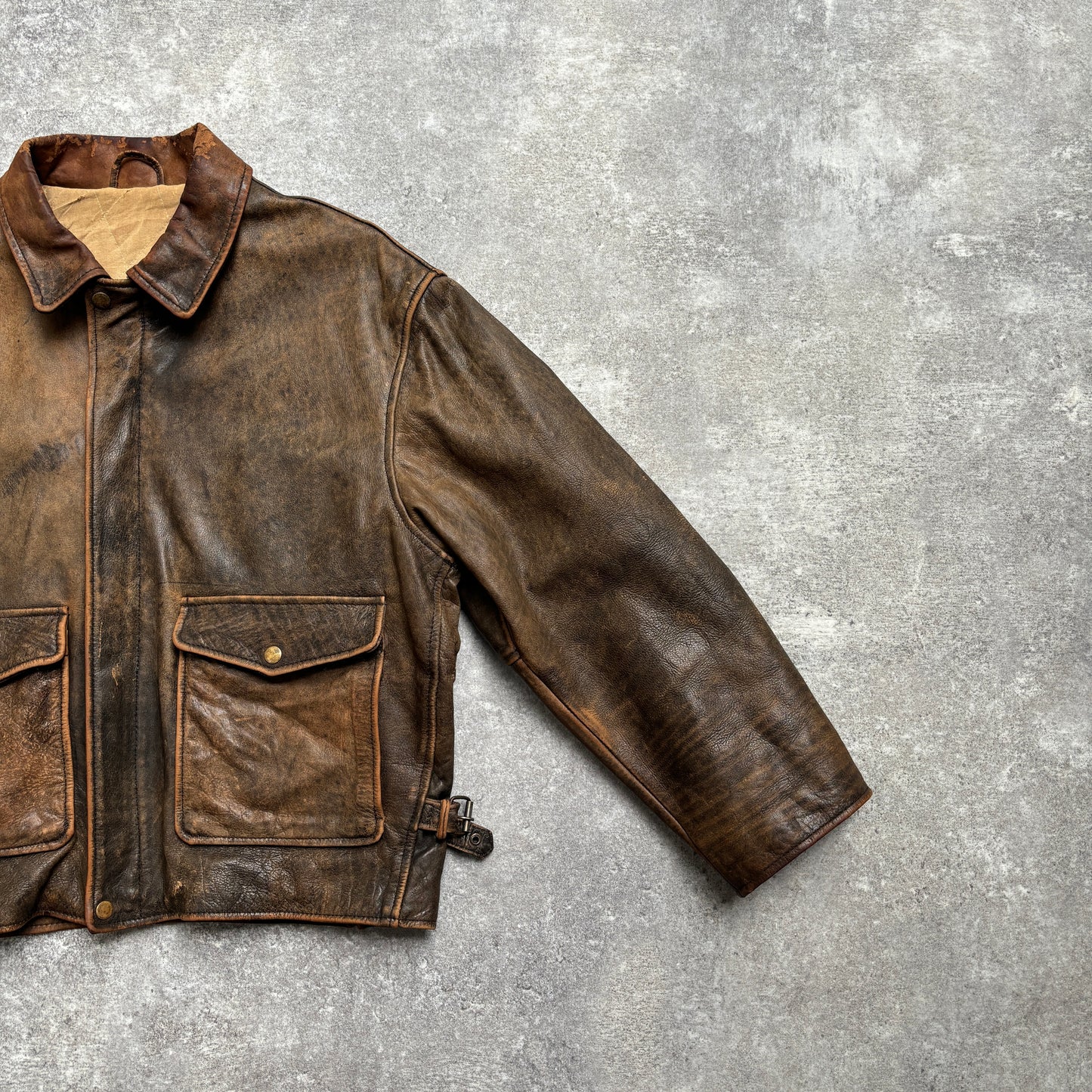 【~1990‘s】VERA PELLE Brown Leather Jacket