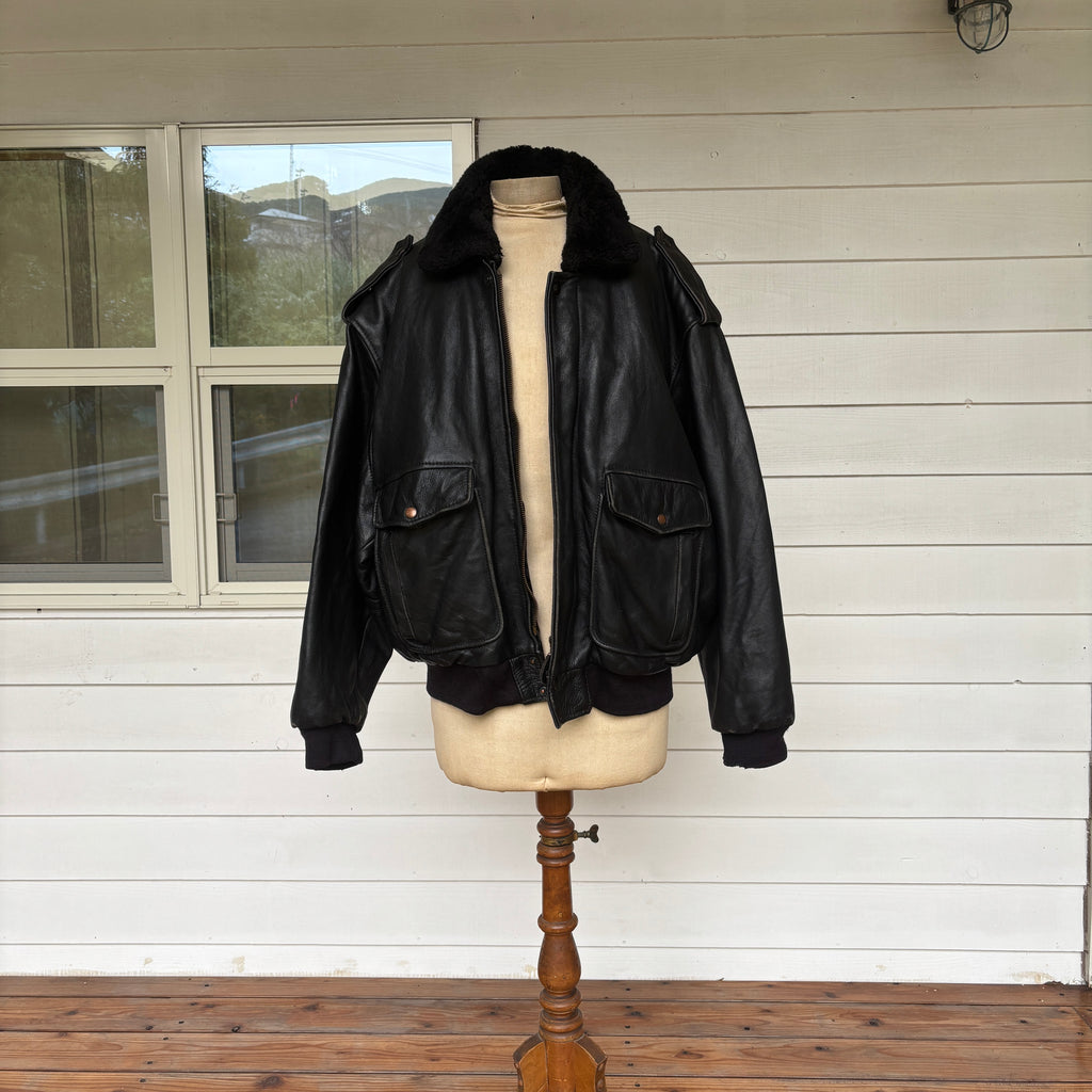 【1975】G-1 Type Black Leather Flight Jacket