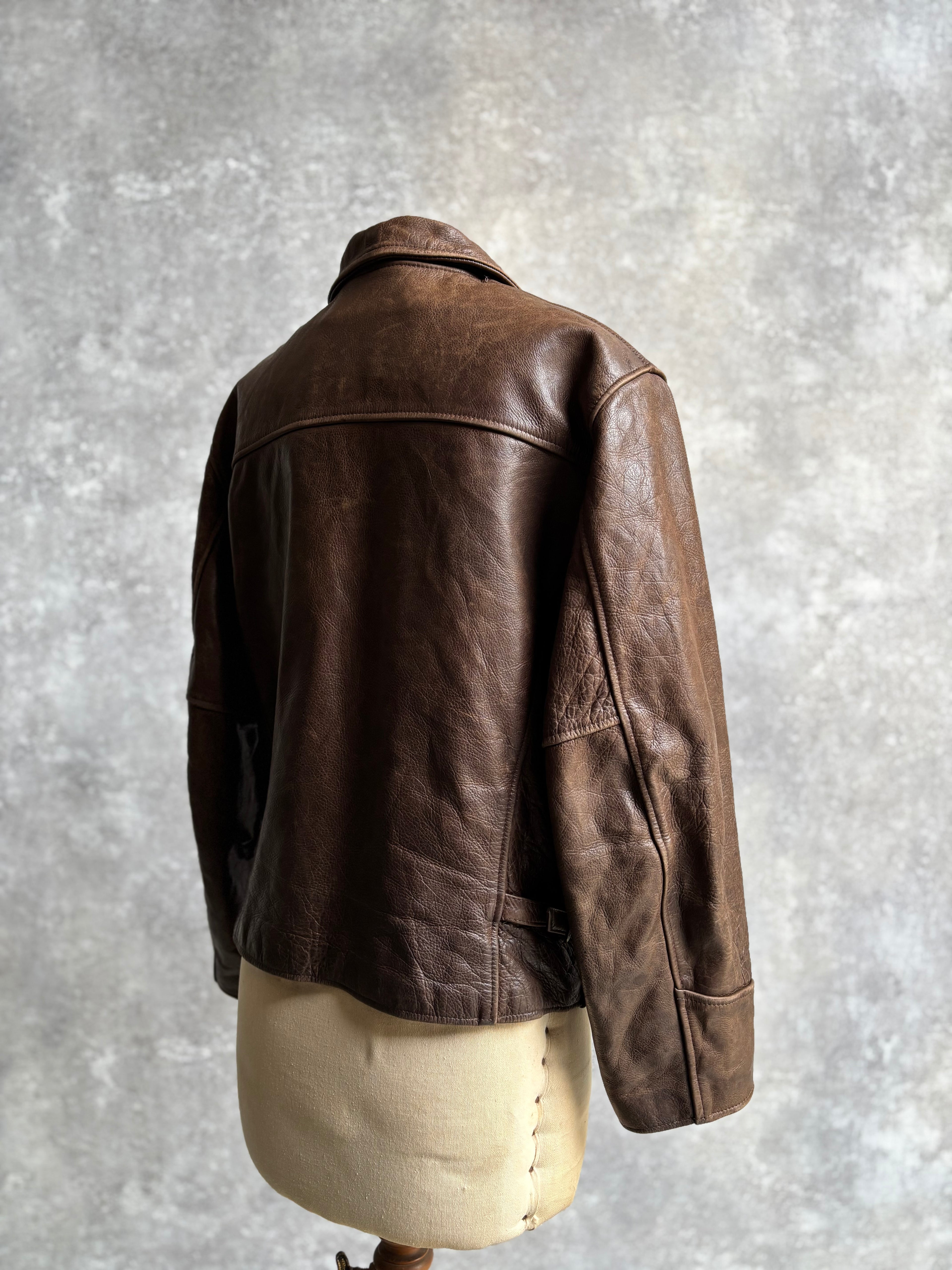 【~1990‘s】Brown Leather Jacket 『WORLD BEATERS』