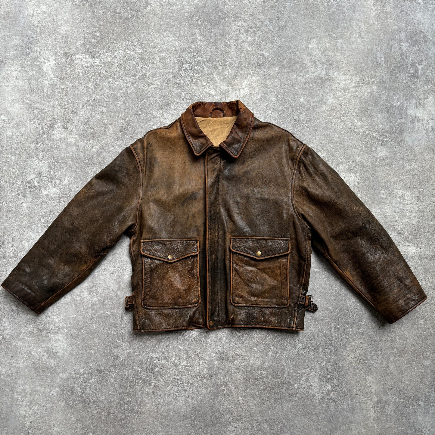 【~1990‘s】VERA PELLE Brown Leather Jacket