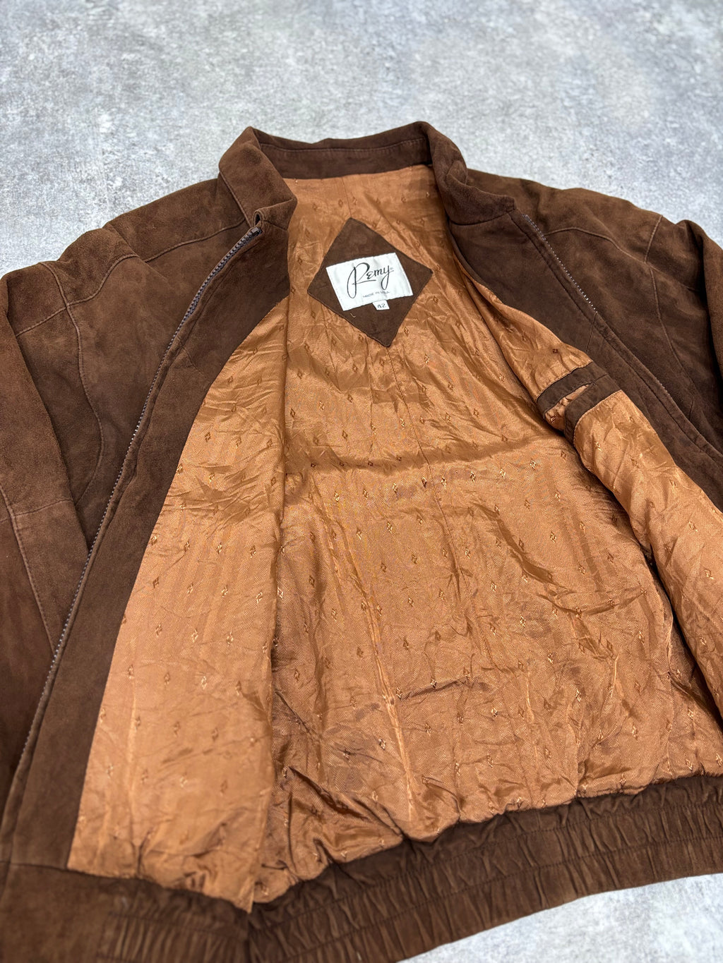 Brown Suede Leather Zip Jacket