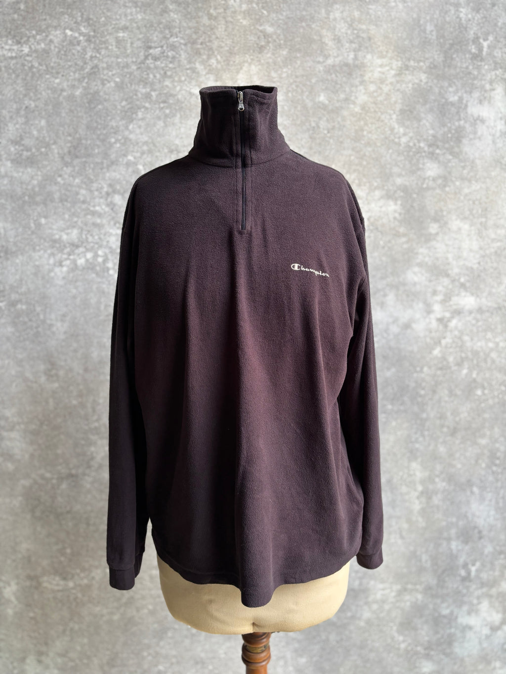 【1990’s】Champion Black Half-Zip Fleece Pullover