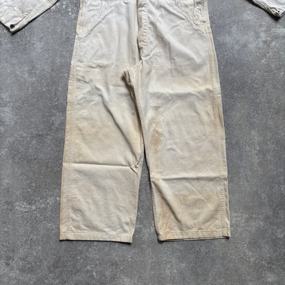 【1940's】Aviation Service Inc. White Coveralls 月桂樹ボタン