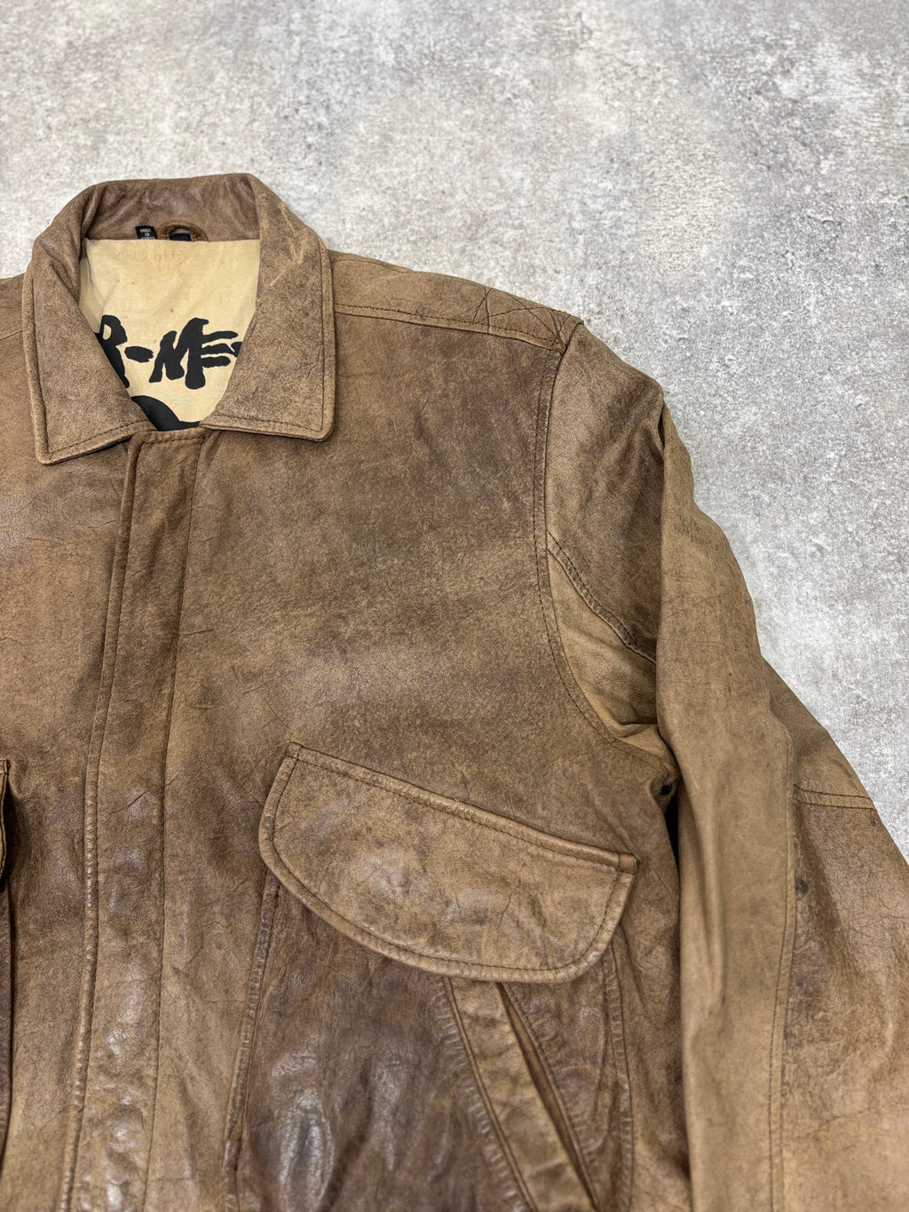 1990s Vintage Leather Flight Jacket “FLIGHT-BOMBER” by WEAR-ME-OUT