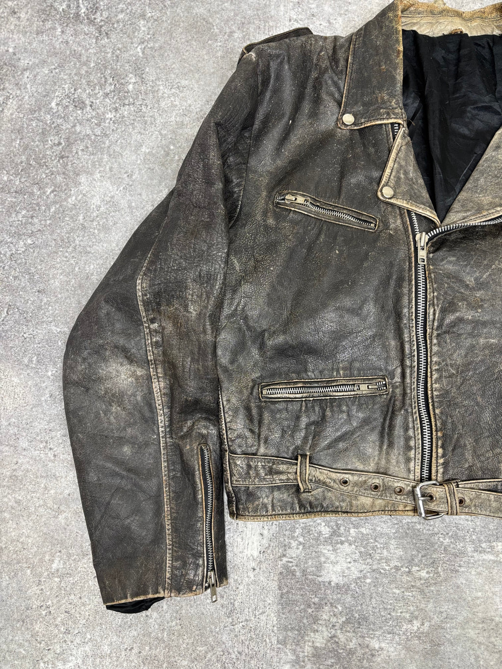～1990s Vintage Distressed Leather Riders Jacket