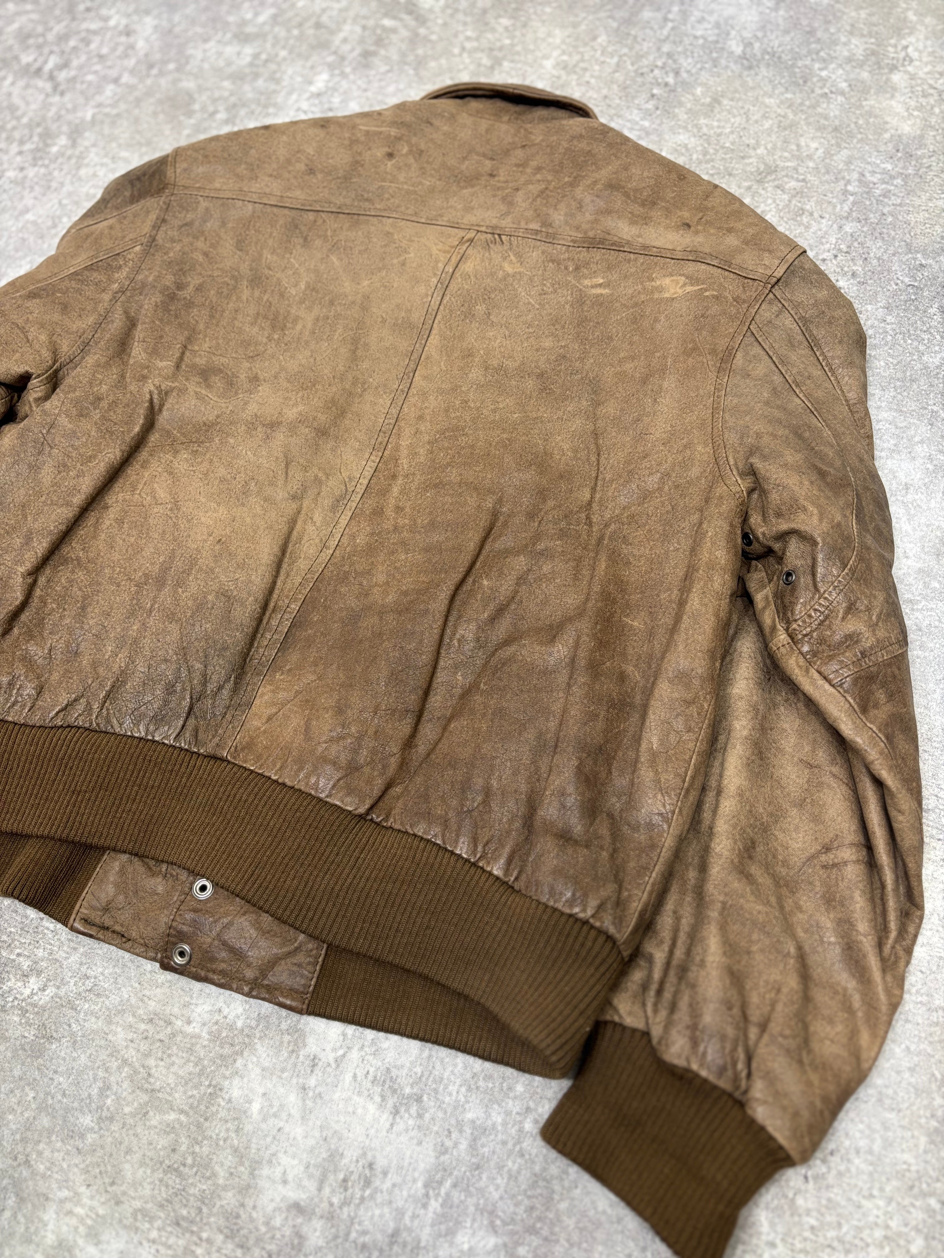 1990s Vintage Leather Flight Jacket “FLIGHT-BOMBER” by WEAR-ME-OUT