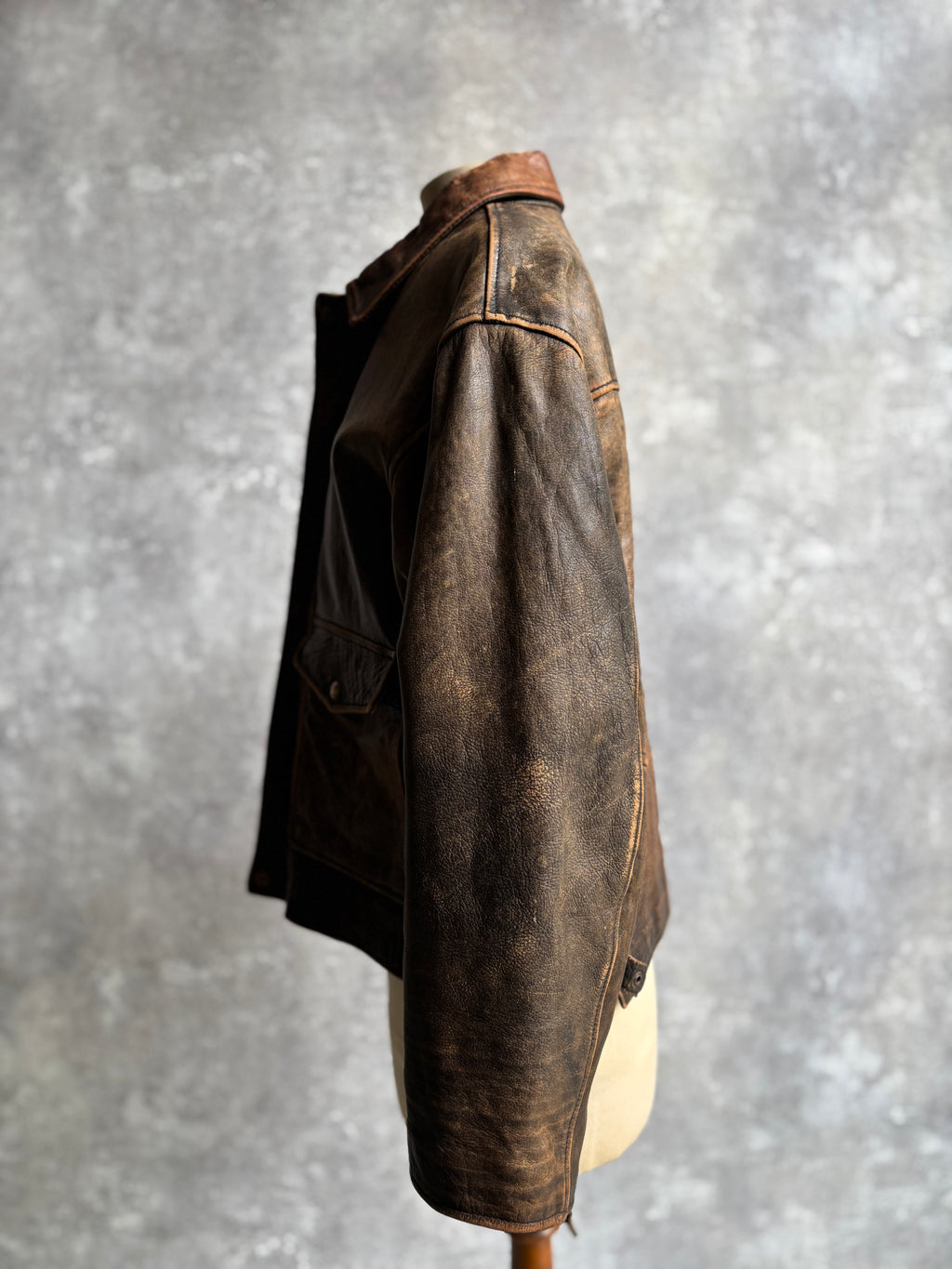 【~1990‘s】VERA PELLE Brown Leather Jacket