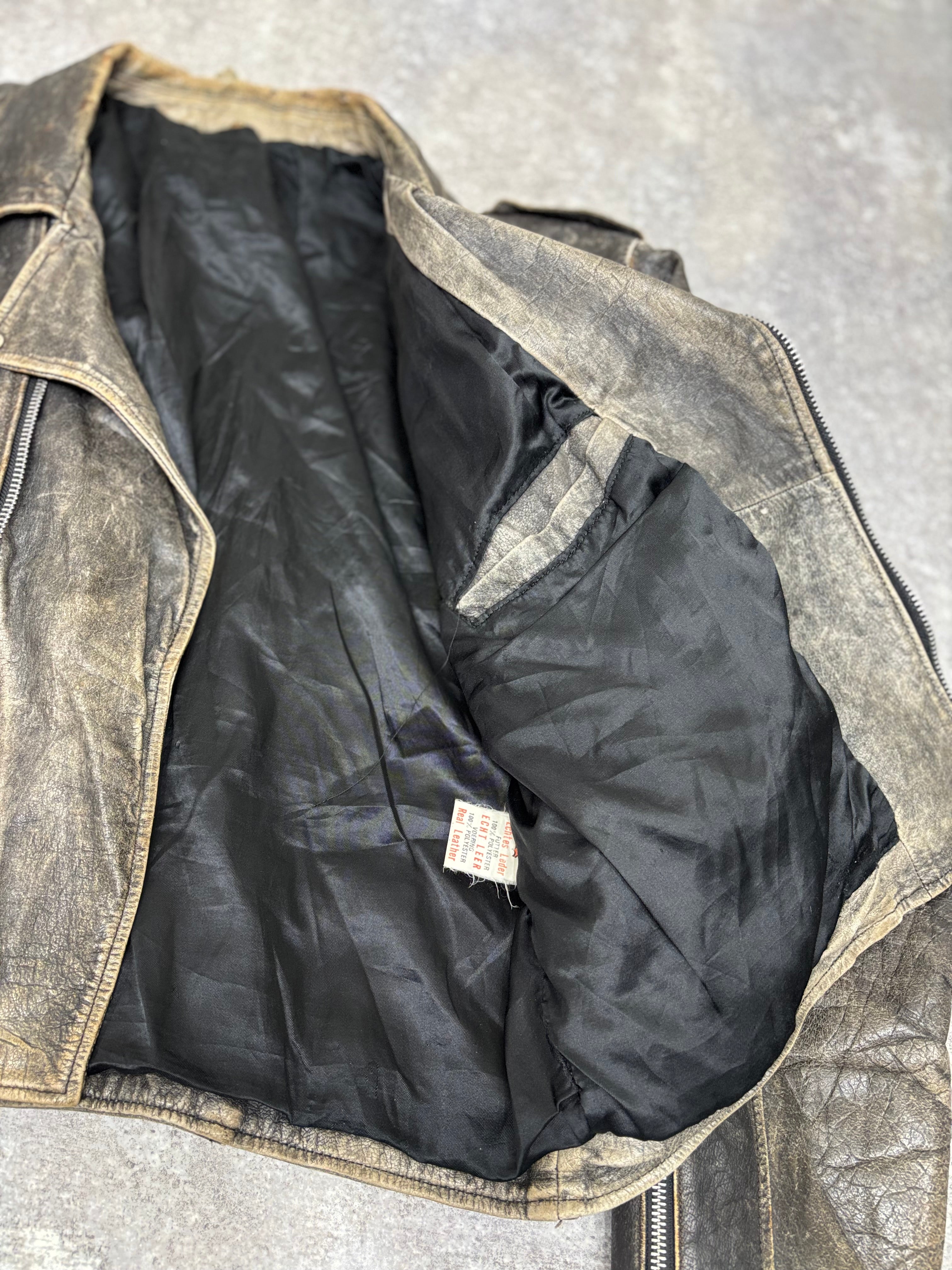 ～1990s Vintage Distressed Leather Riders Jacket
