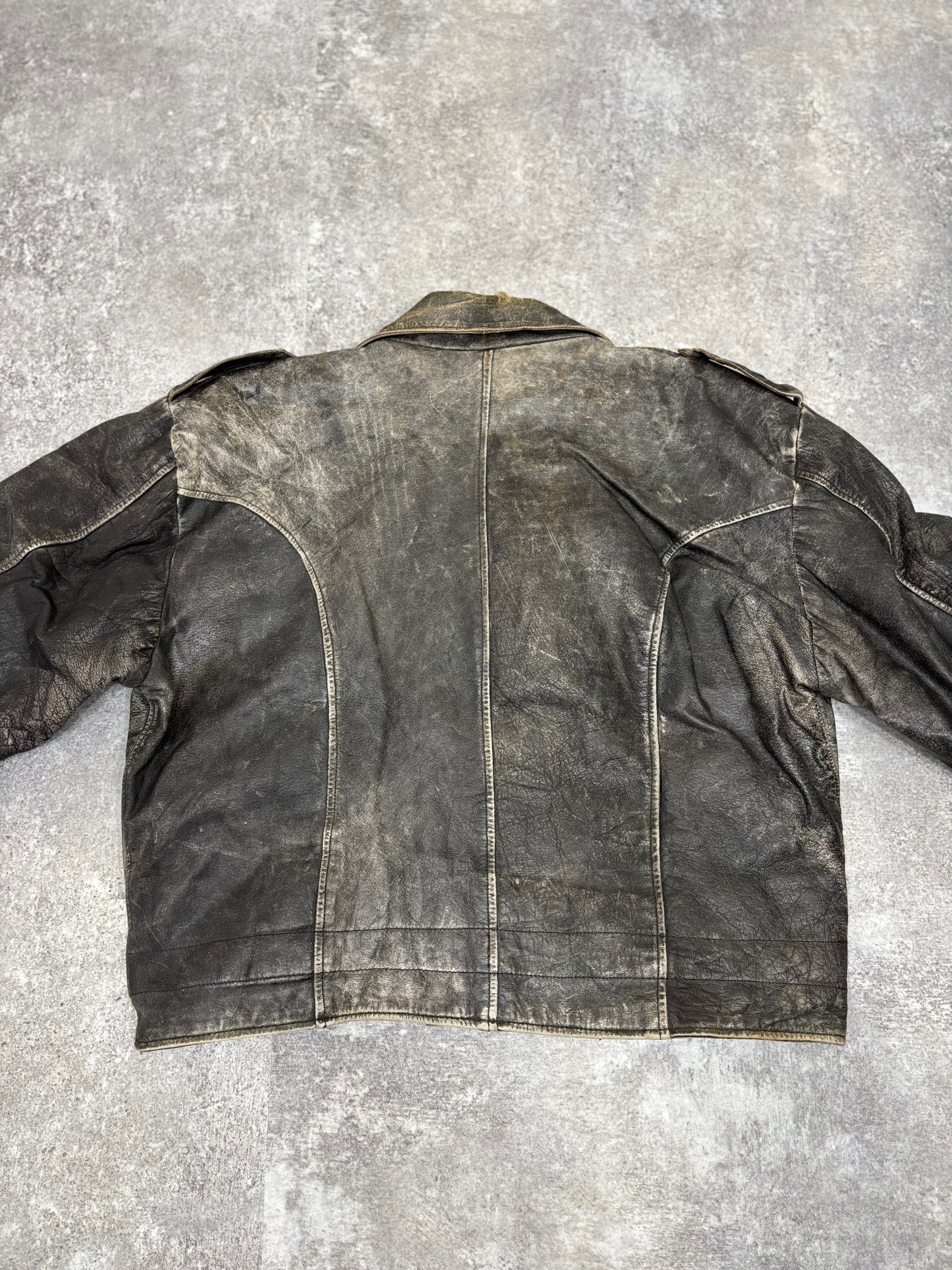 ～1990s Vintage Distressed Leather Riders Jacket