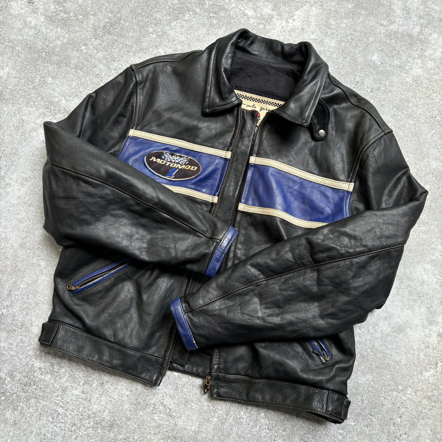 【~1990‘s】Black Leather Riders Jacket『Moto Mod』