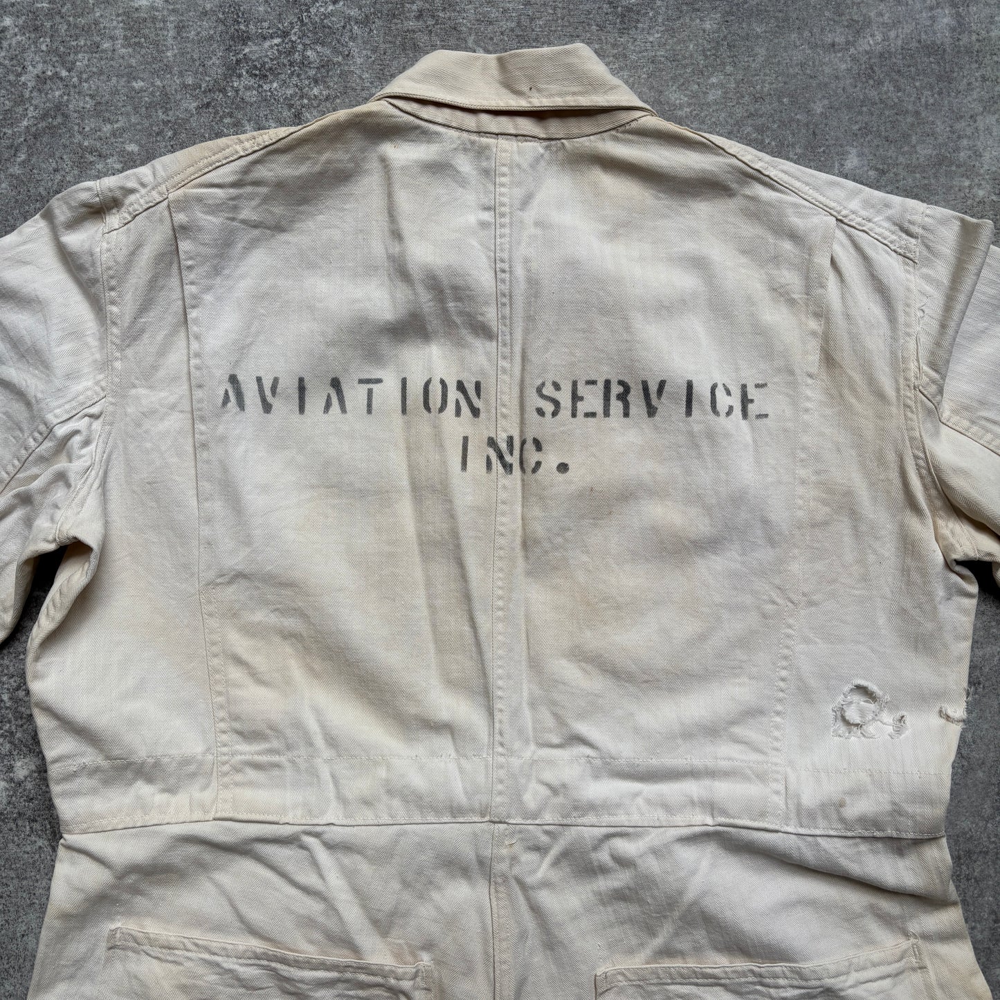 【1940's】Aviation Service Inc. White Coveralls 月桂樹ボタン