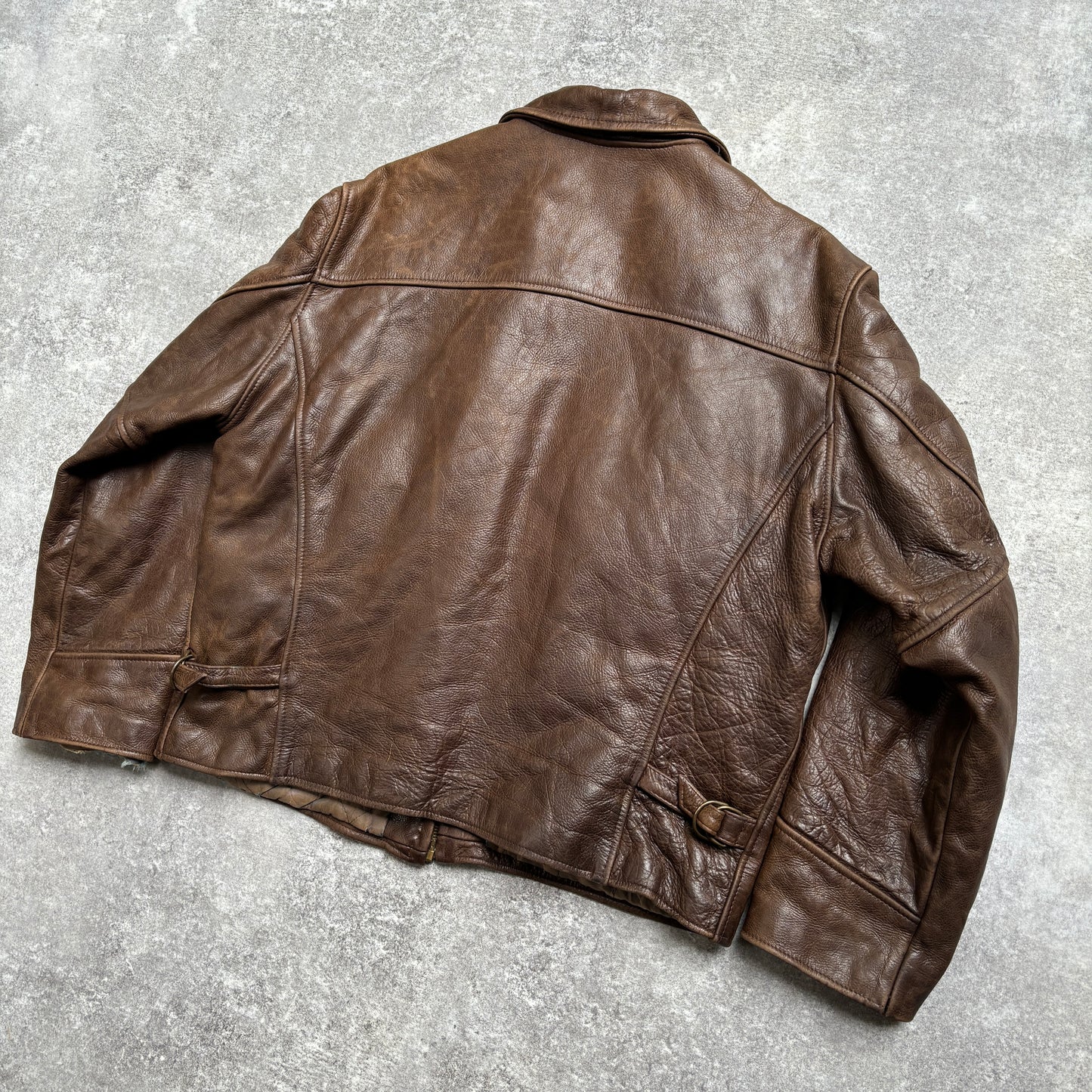 【~1990‘s】Brown Leather Jacket 『WORLD BEATERS』