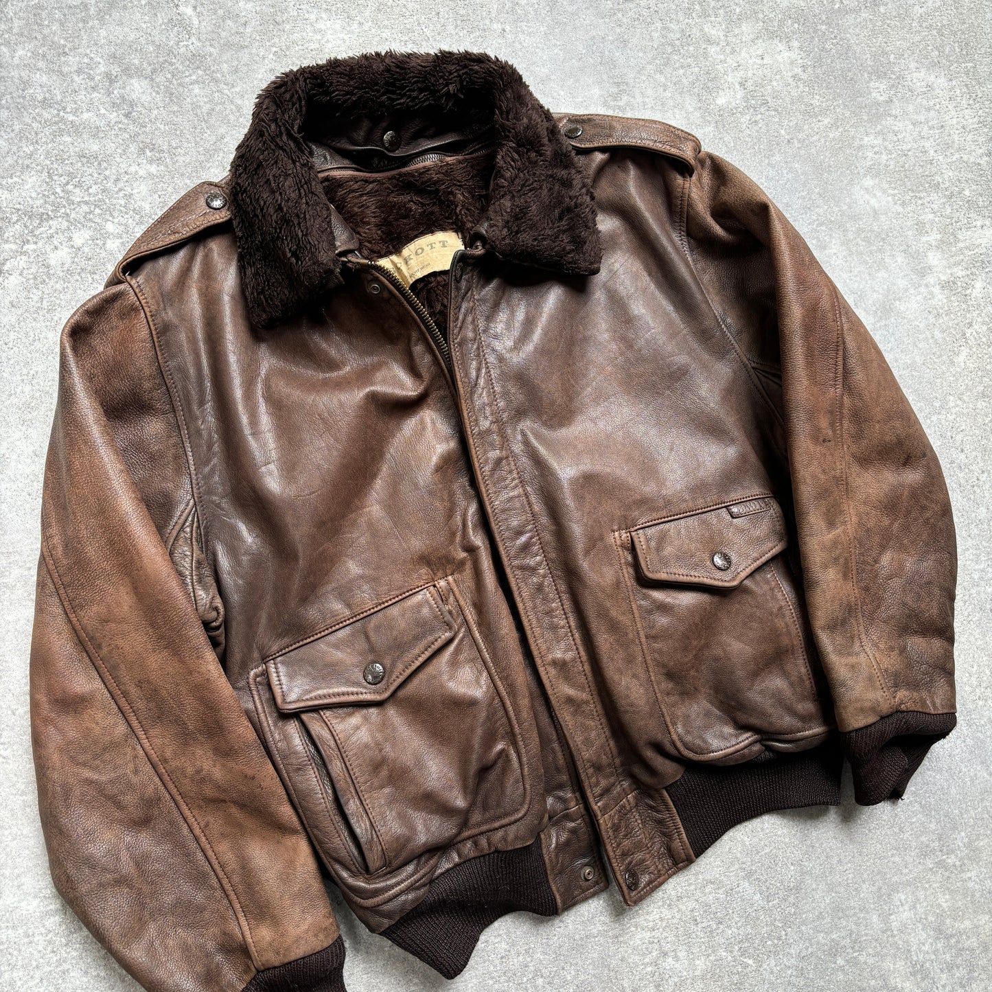 【~1990‘s】G-1 Type Brown Leather Fright Jacket