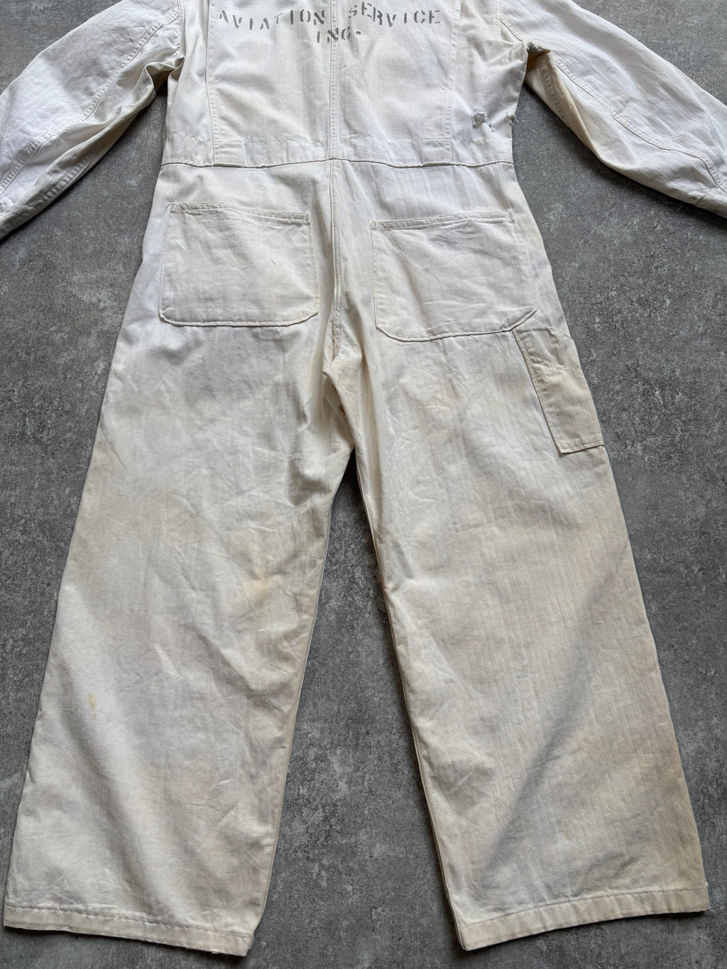 【1940's】Aviation Service Inc. White Coveralls 月桂樹ボタン