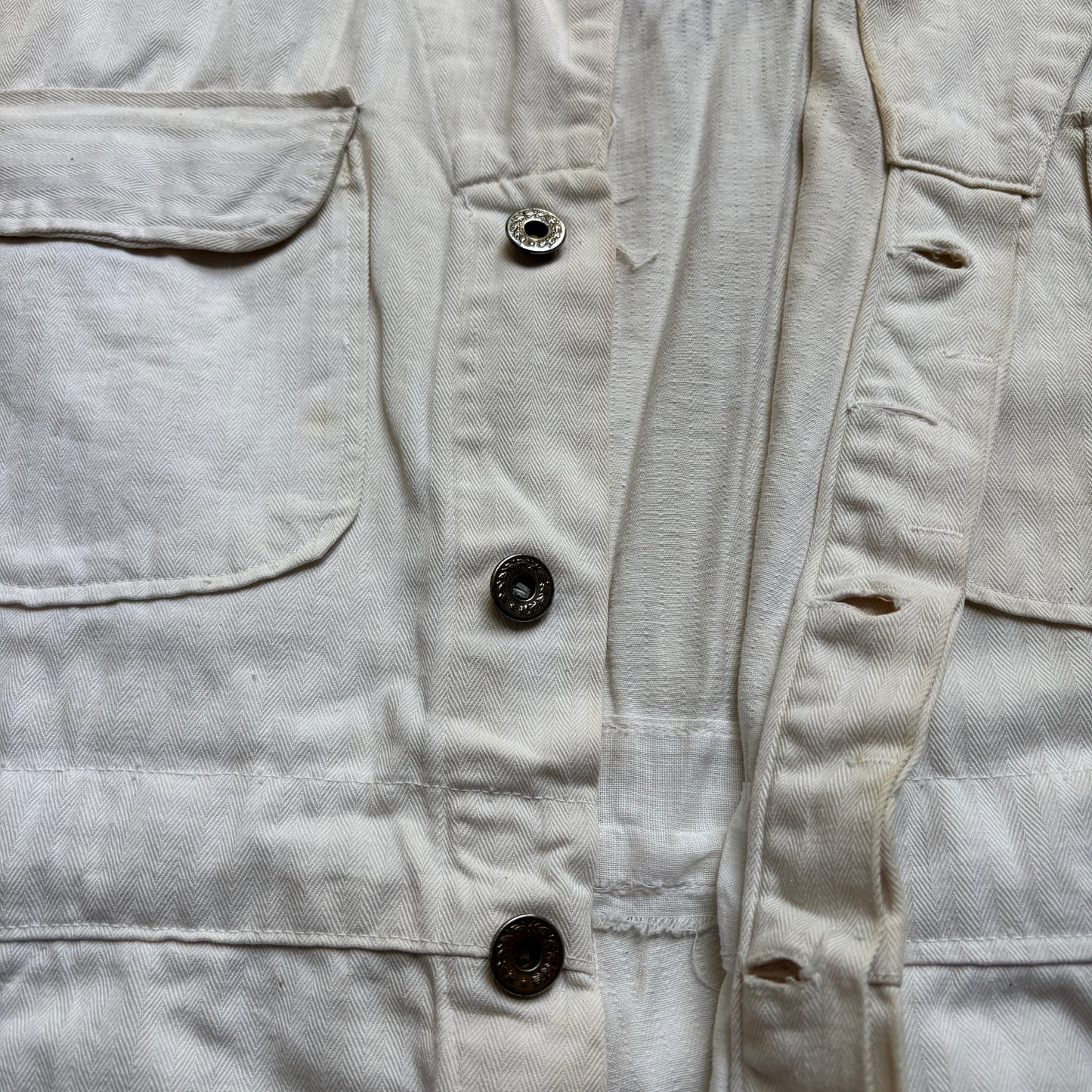 【1940's】Aviation Service Inc. White Coveralls 月桂樹ボタン