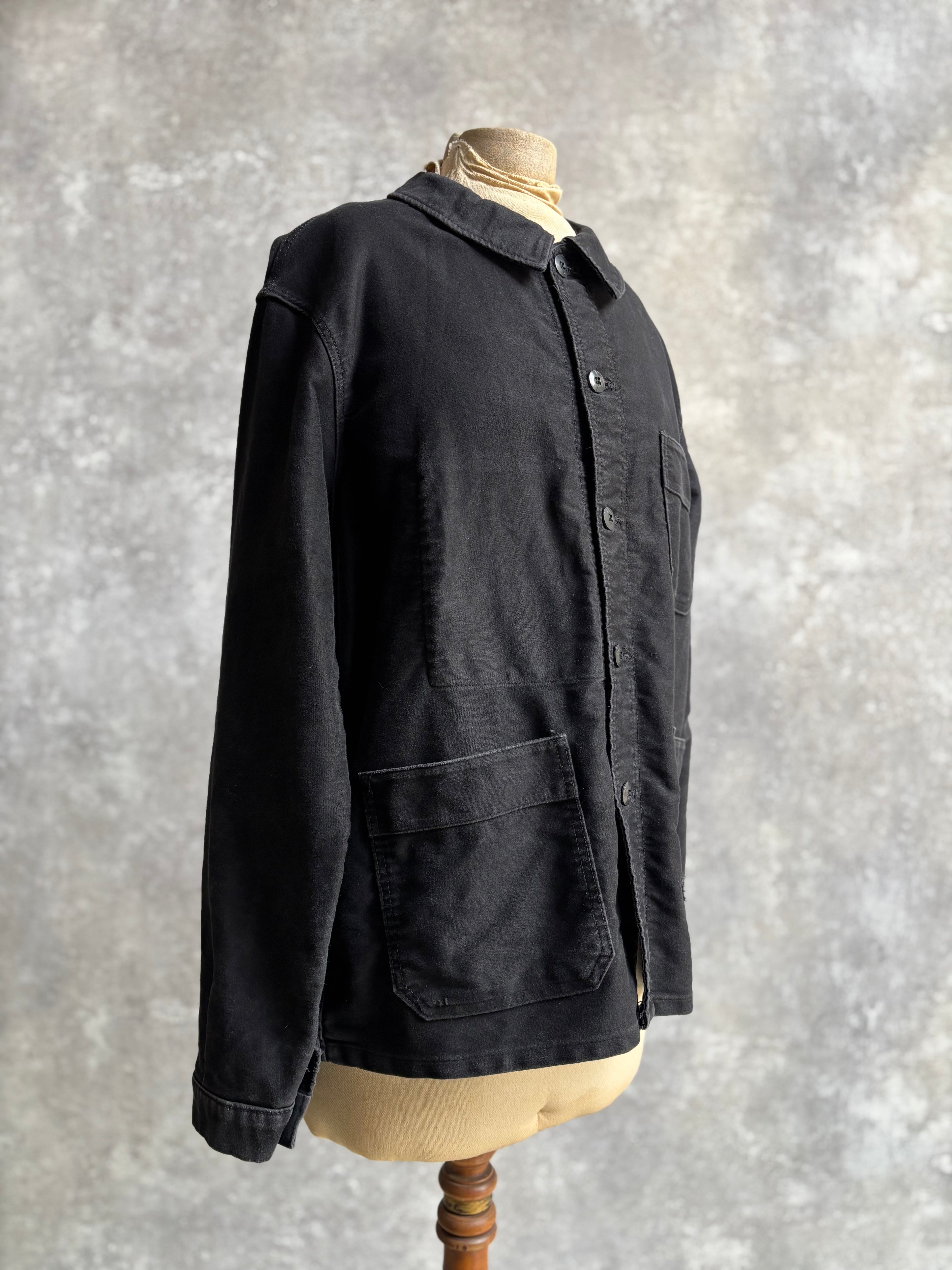 【~1980's】Vintage French Black Moleskin Work Jacket 『Adolphe Lafont アドルフ ラフォン』