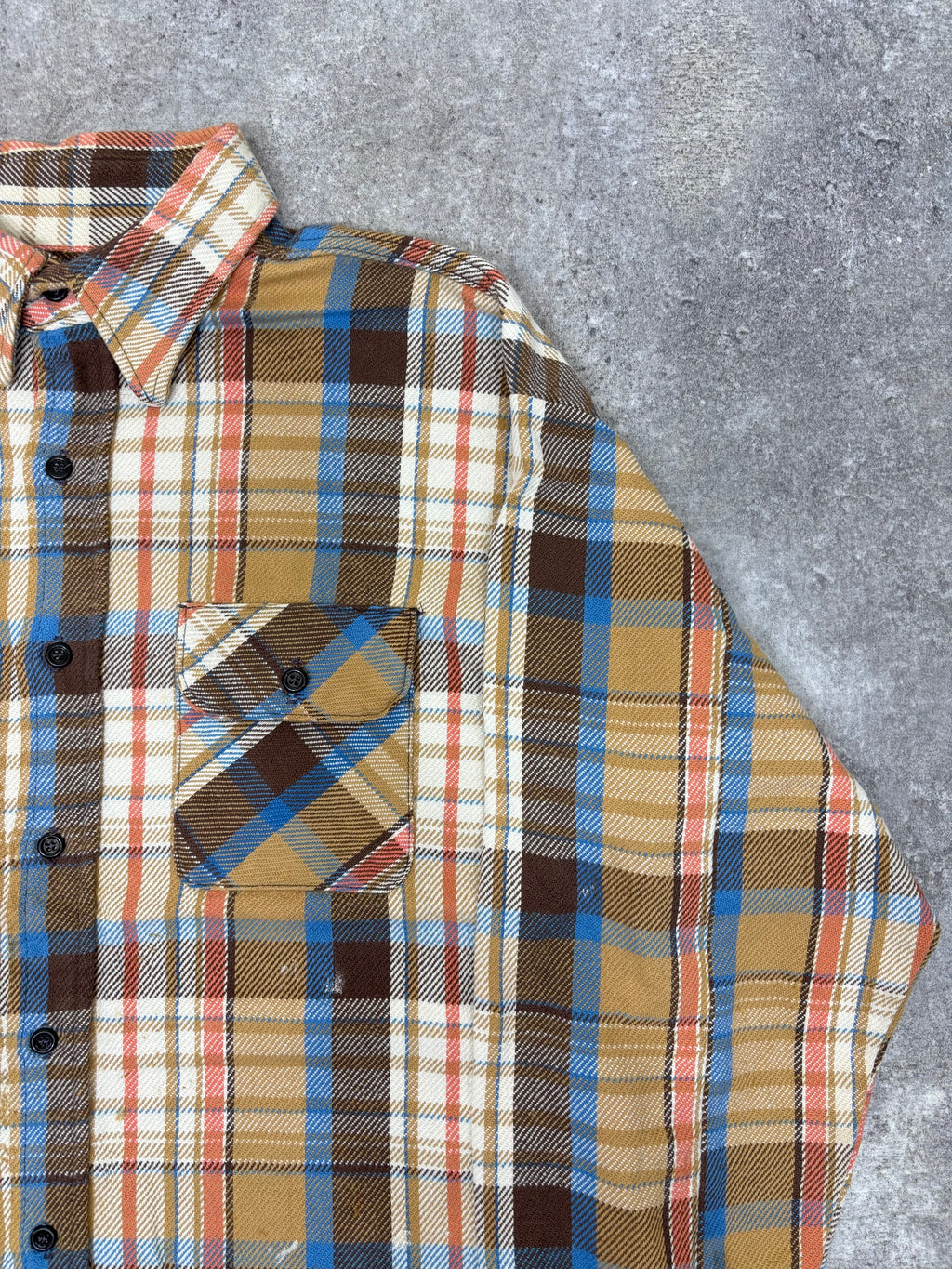 ~1980s Five Brother Flannel Shirt Brown × Blue × Cream Check