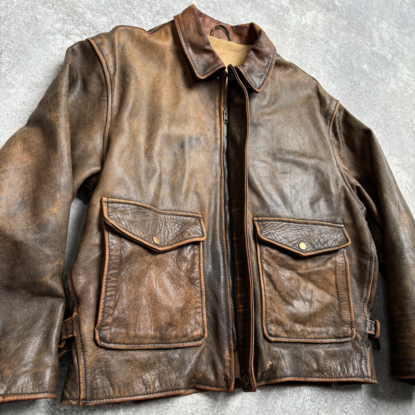 【~1990‘s】VERA PELLE Brown Leather Jacket