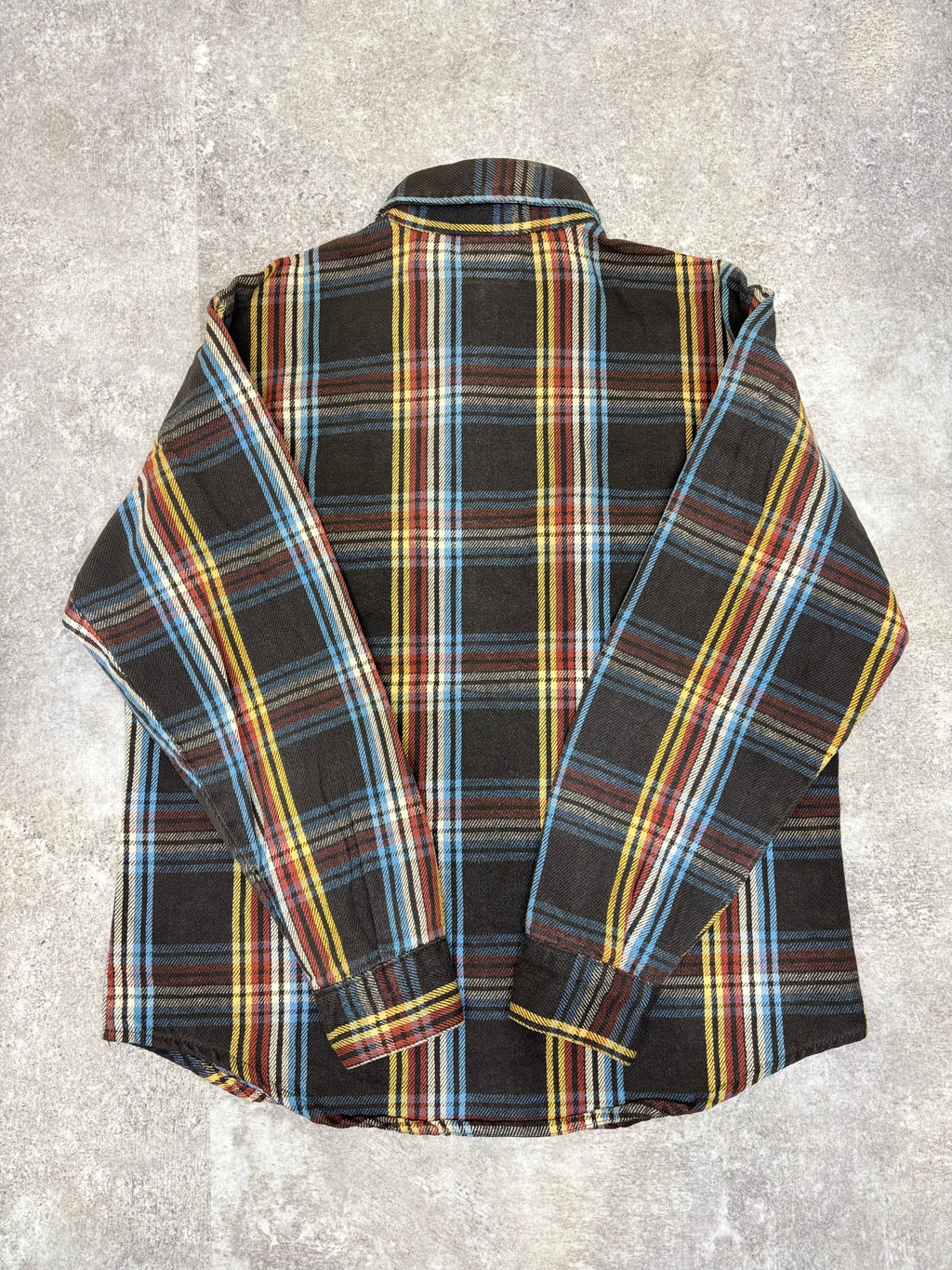 ~1990s BIG MIKE Plaid Flannel Shirt Black × Multi Stripe Check