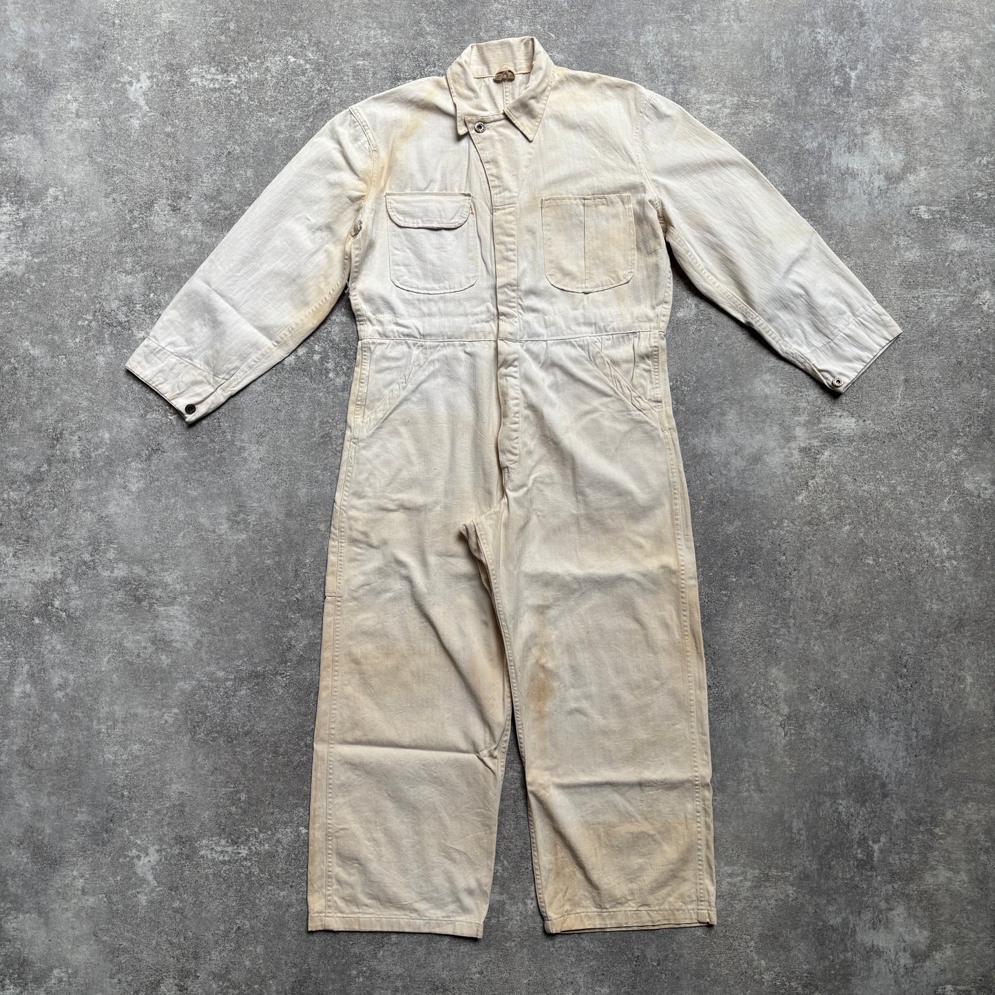 【1940's】Aviation Service Inc. White Coveralls 月桂樹ボタン