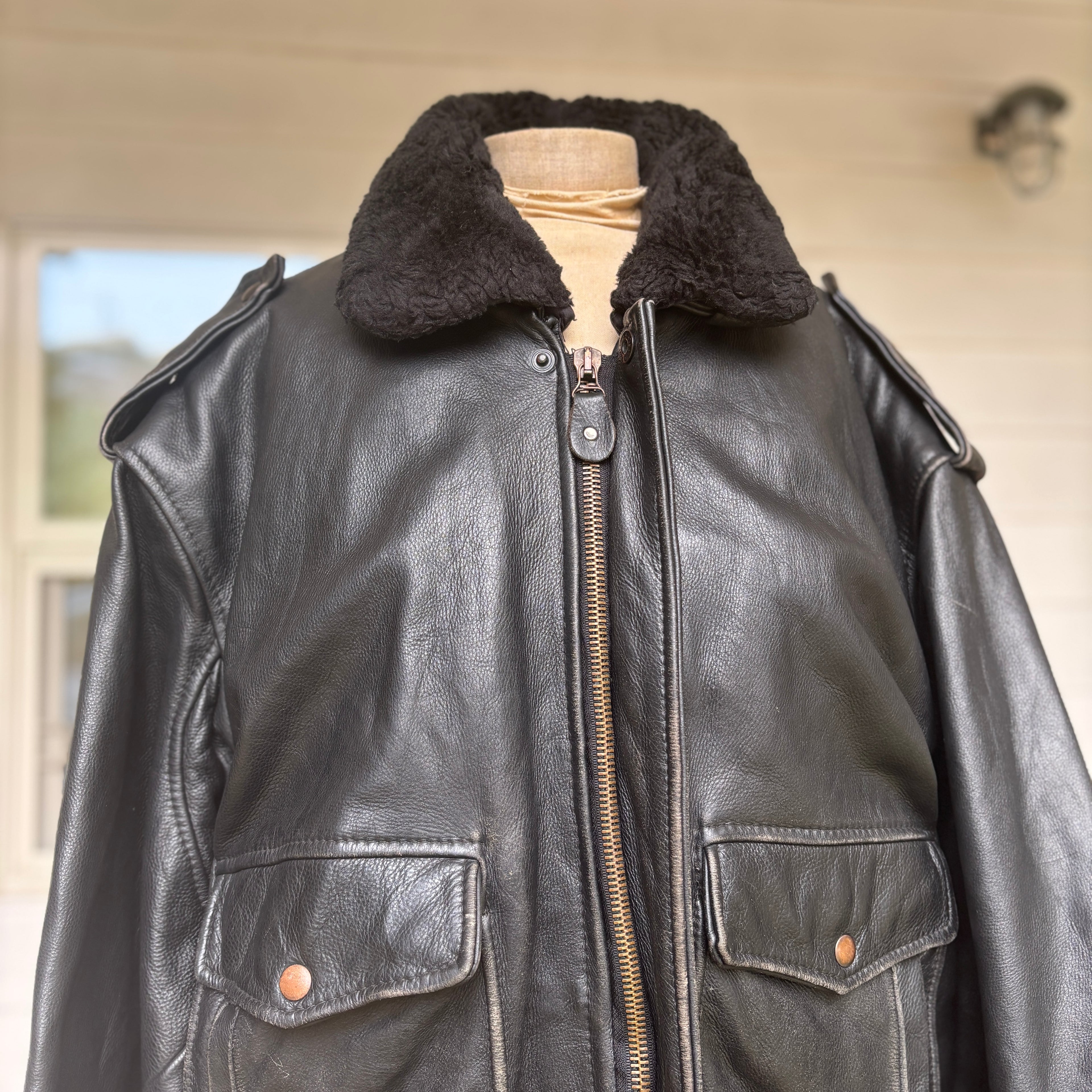 【1975】G-1 Type Black Leather Flight Jacket