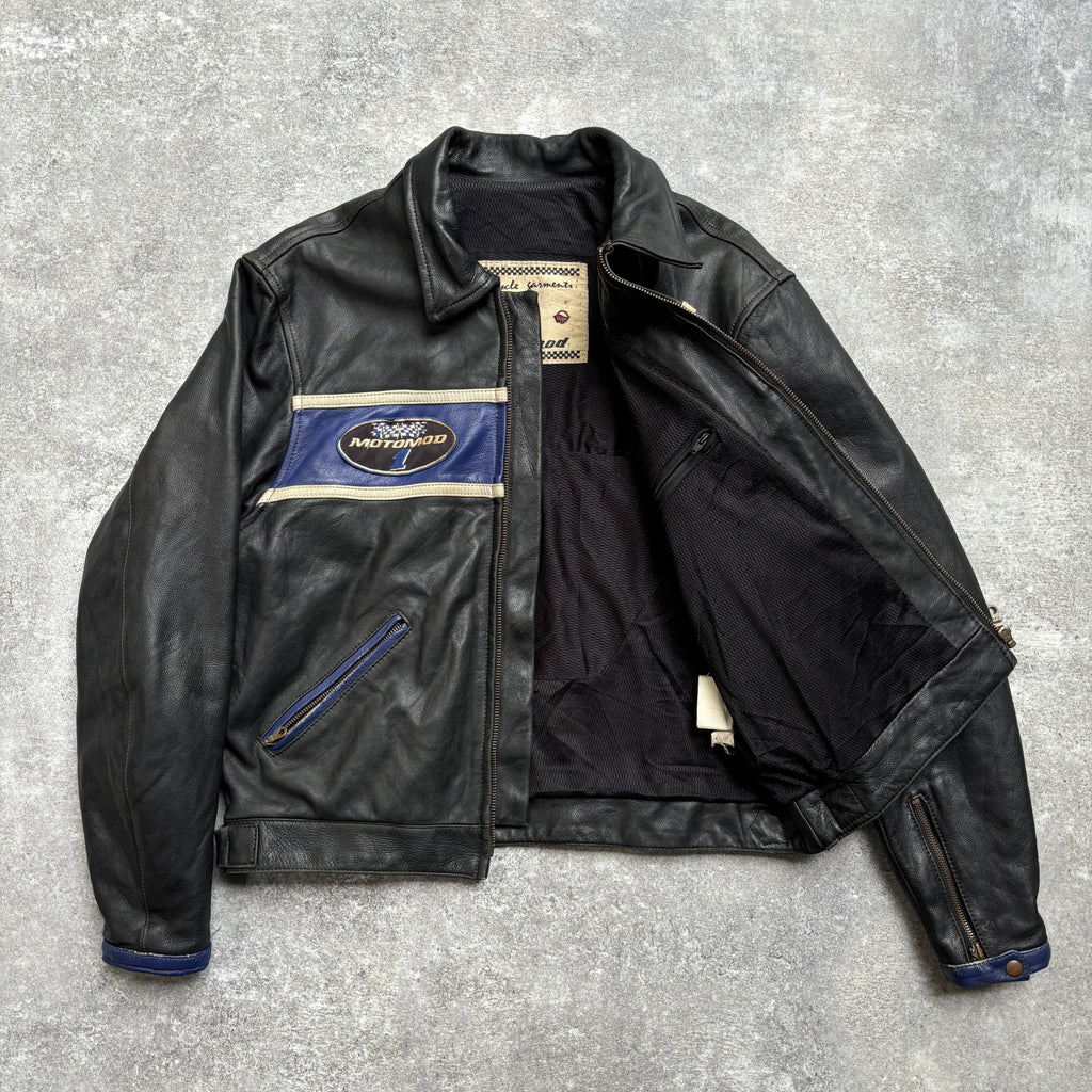 【~1990‘s】Black Leather Riders Jacket『Moto Mod』