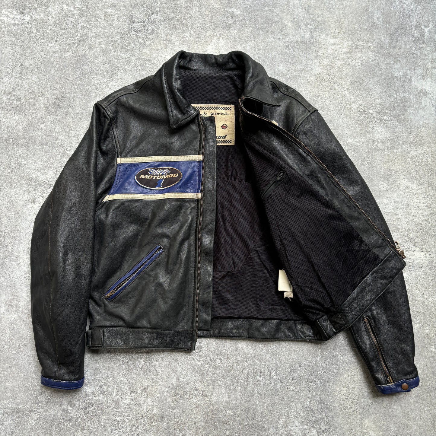 【~1990‘s】Black Leather Riders Jacket『Moto Mod』