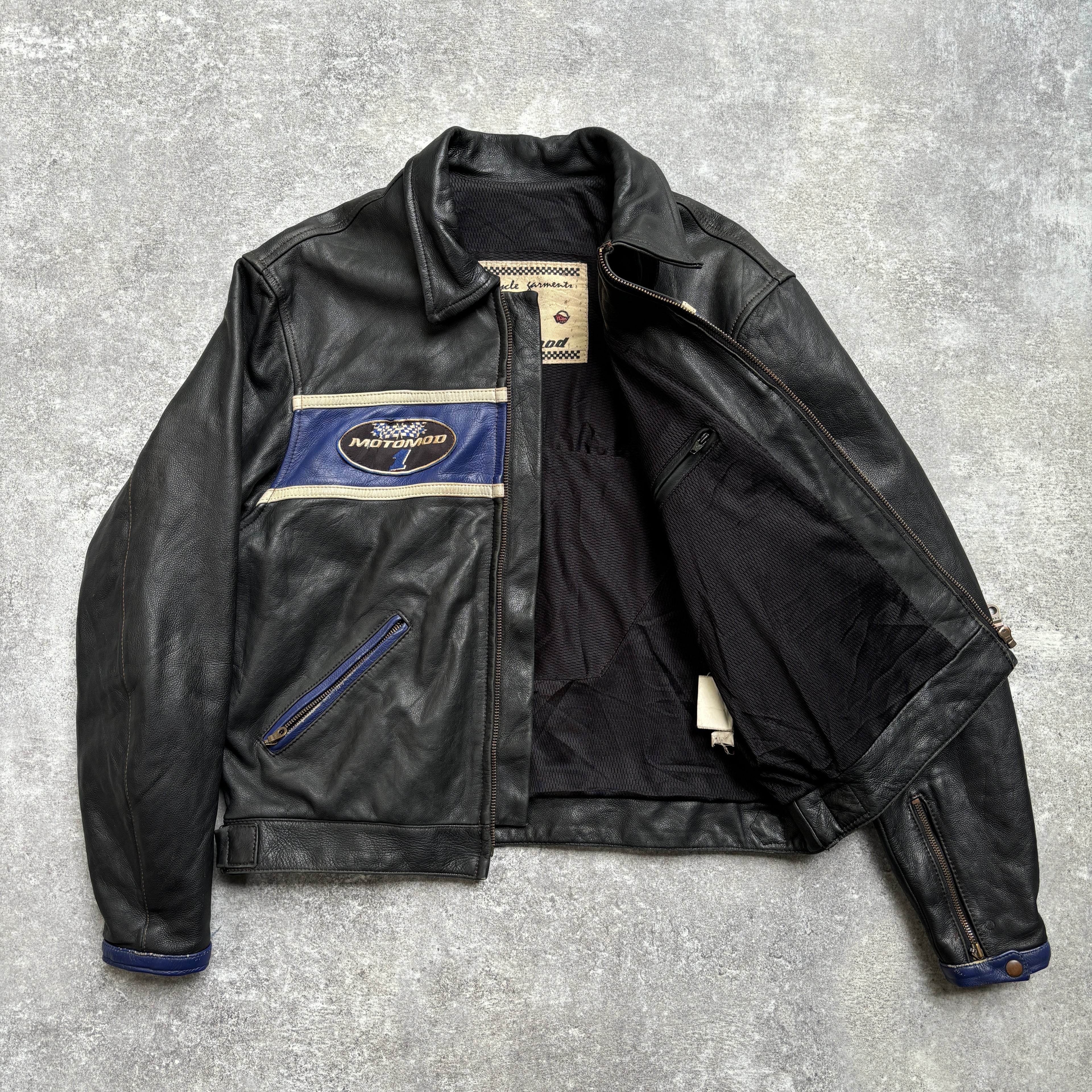 【~1990‘s】Black Leather Riders Jacket『Moto Mod』
