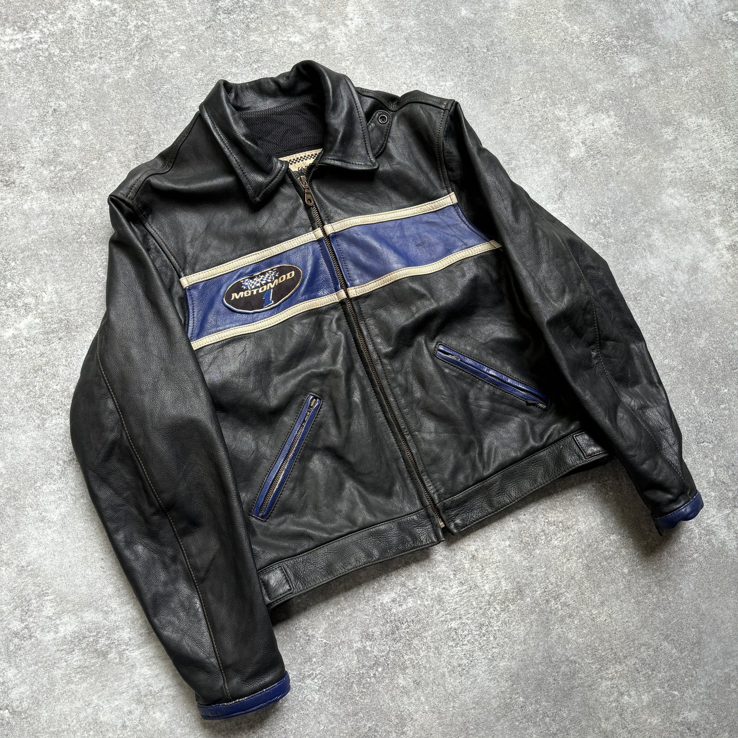 【~1990‘s】Black Leather Riders Jacket『Moto Mod』