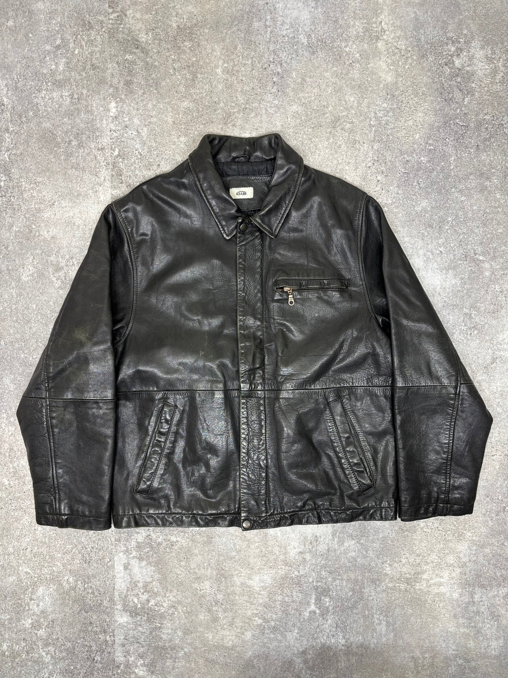 2000s Vintage Black Leather Jacket by KIABI