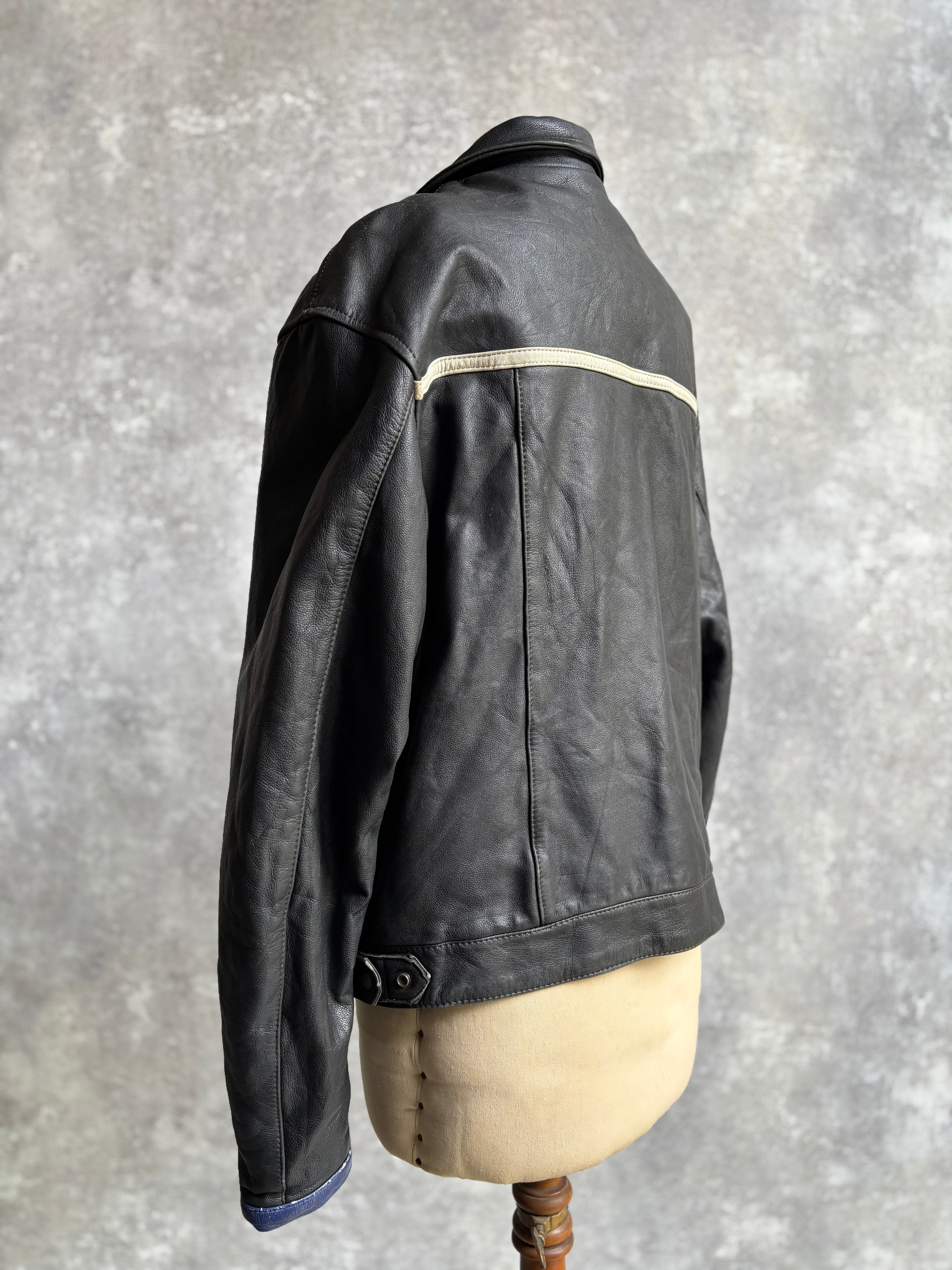 【~1990‘s】Black Leather Riders Jacket『Moto Mod』