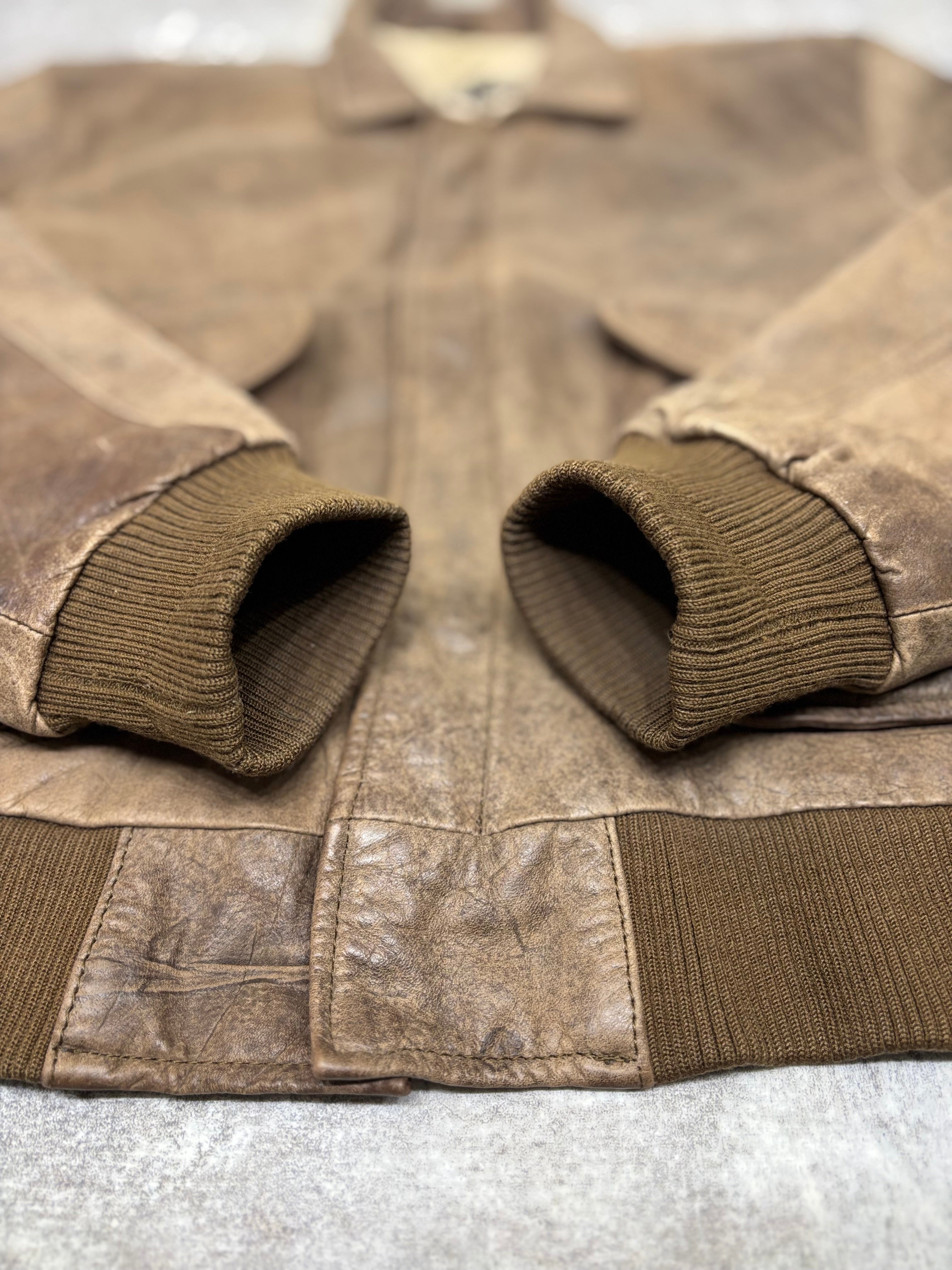 1990s Vintage Leather Flight Jacket “FLIGHT-BOMBER” by WEAR-ME-OUT