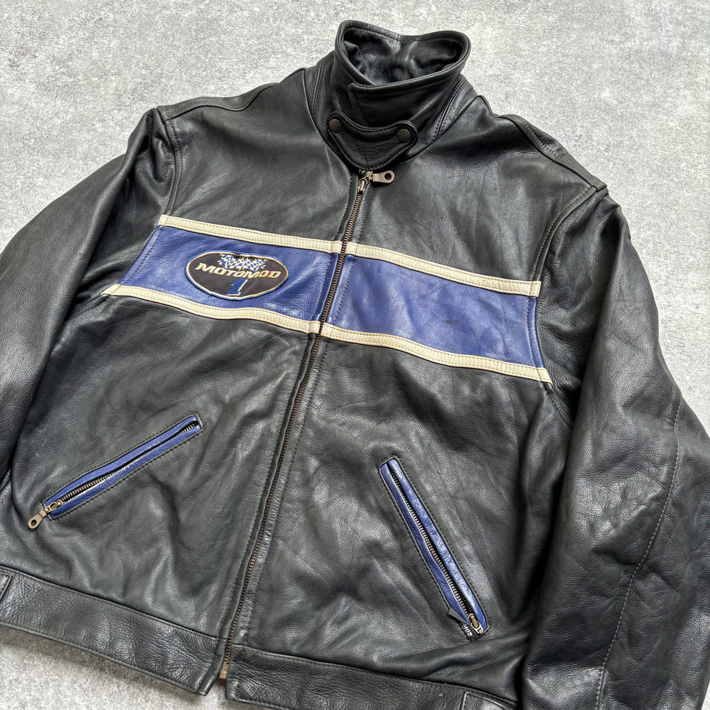 【~1990‘s】Black Leather Riders Jacket『Moto Mod』