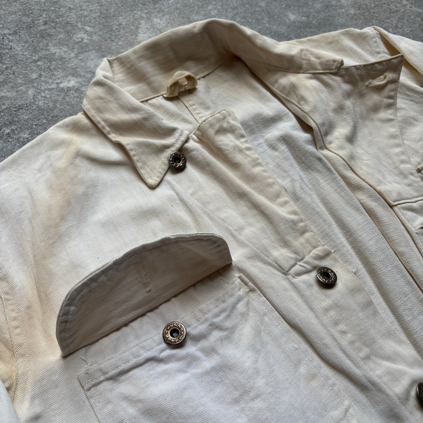 【1940's】Aviation Service Inc. White Coveralls 月桂樹ボタン