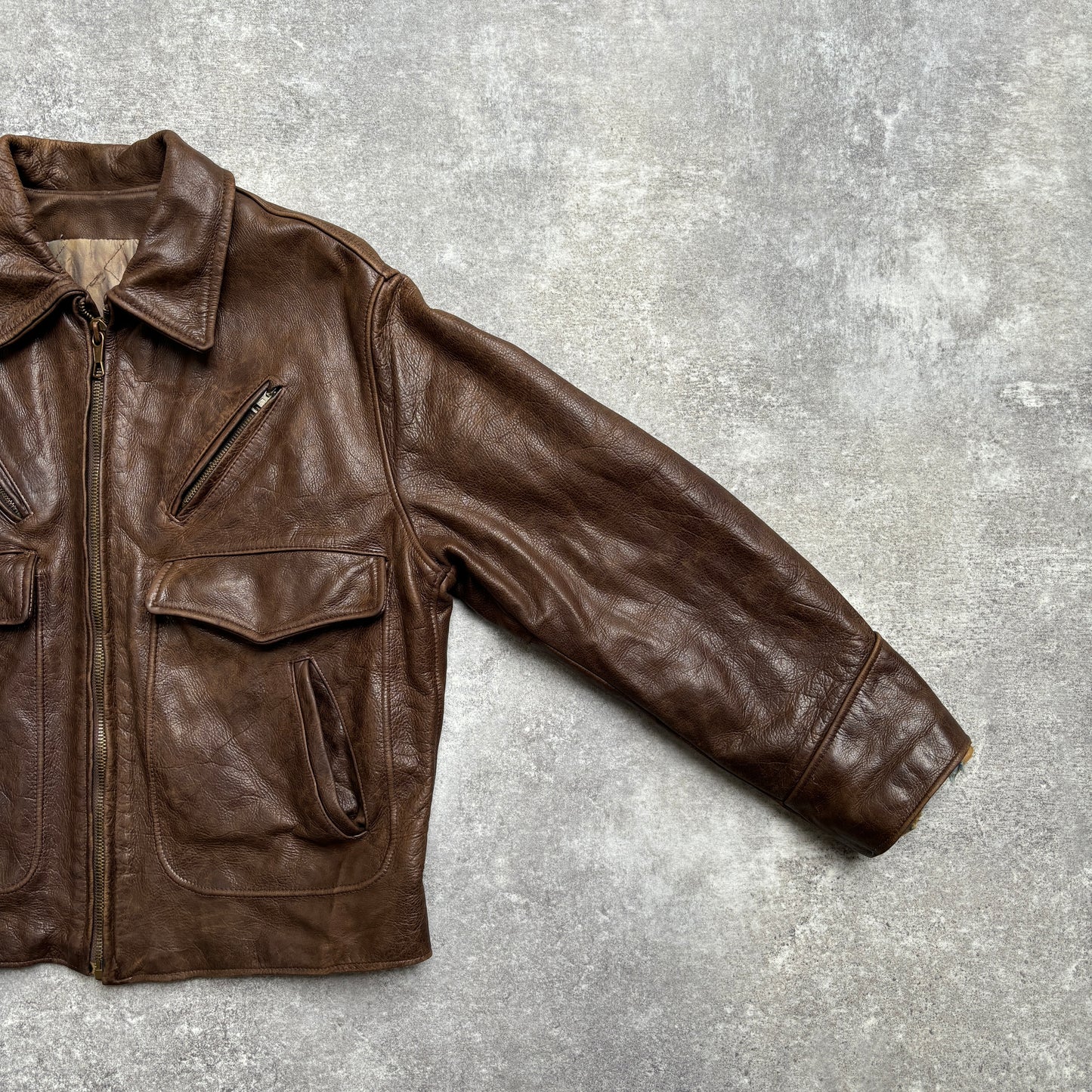 【~1990‘s】Brown Leather Jacket 『WORLD BEATERS』