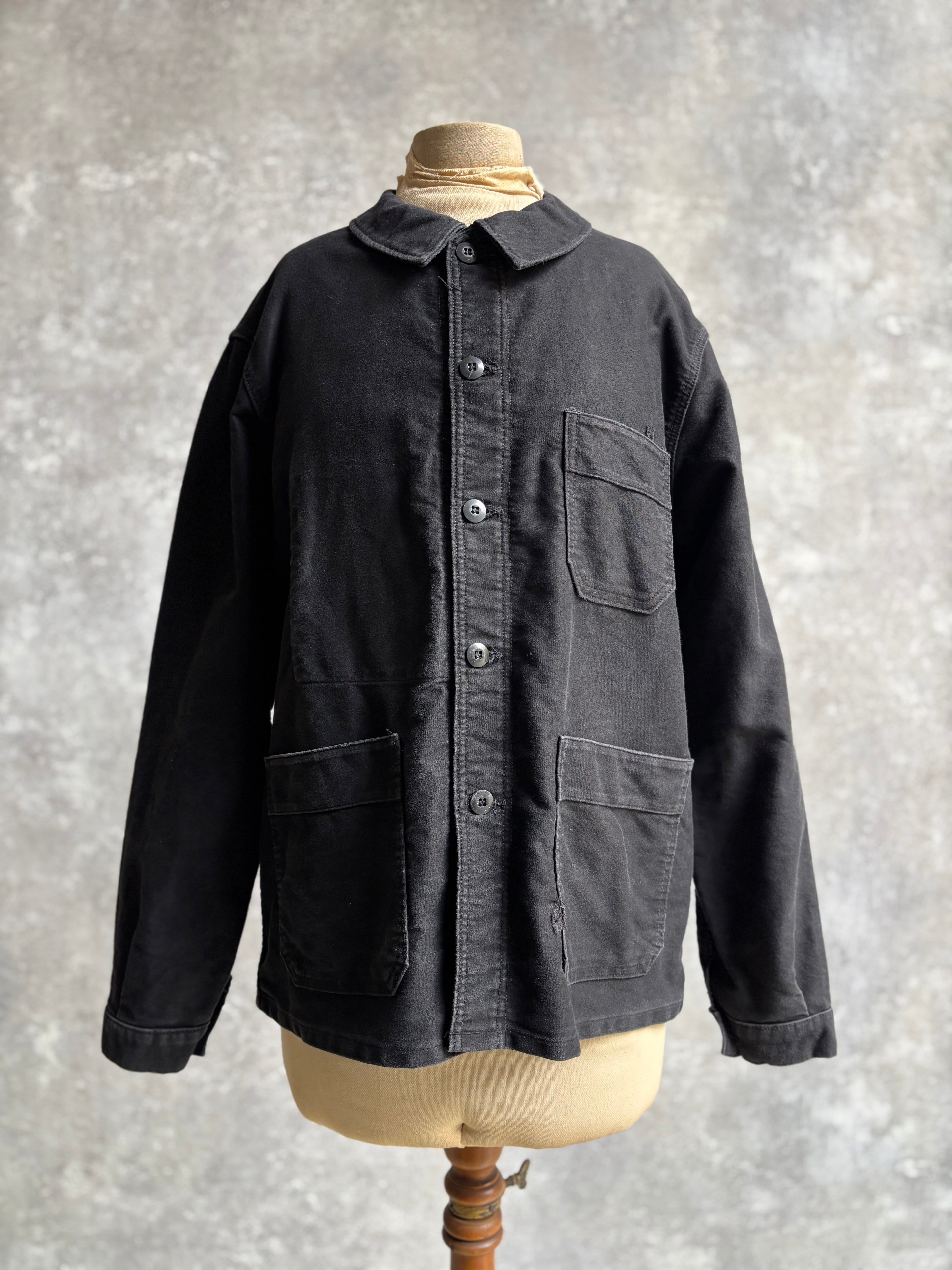 【~1980's】Vintage French Black Moleskin Work Jacket 『Adolphe Lafont アドルフ ラフォン』