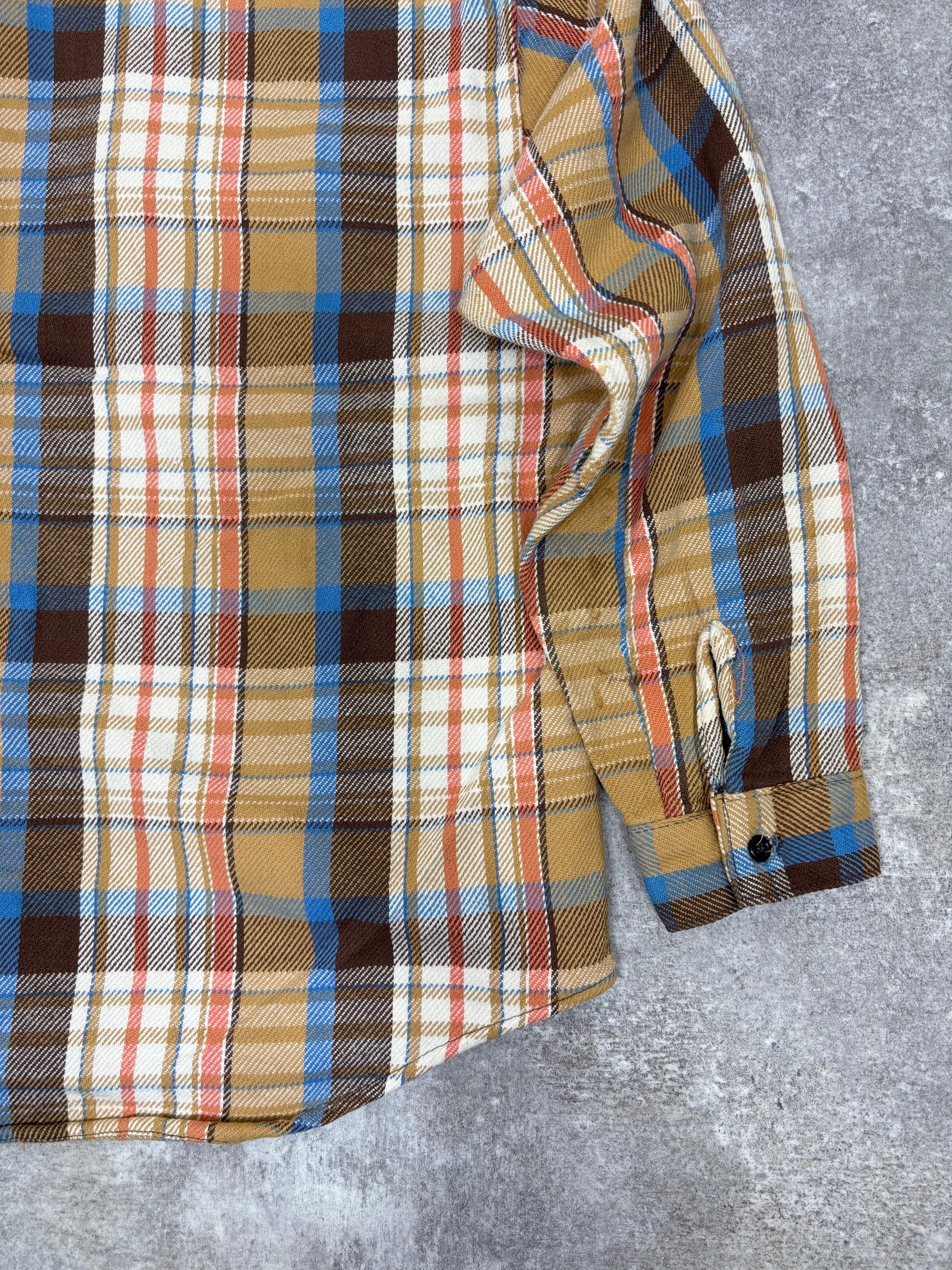 ~1980s Five Brother Flannel Shirt Brown × Blue × Cream Check