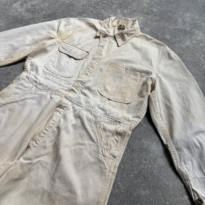 【1940's】Aviation Service Inc. White Coveralls 月桂樹ボタン