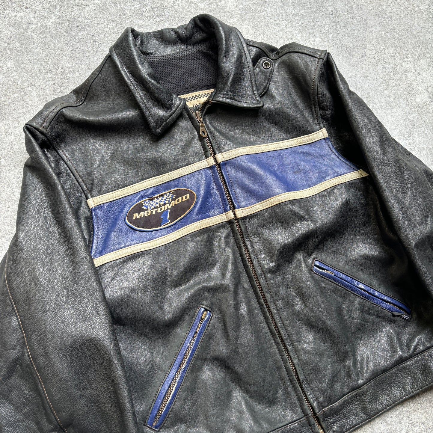 【~1990‘s】Black Leather Riders Jacket『Moto Mod』