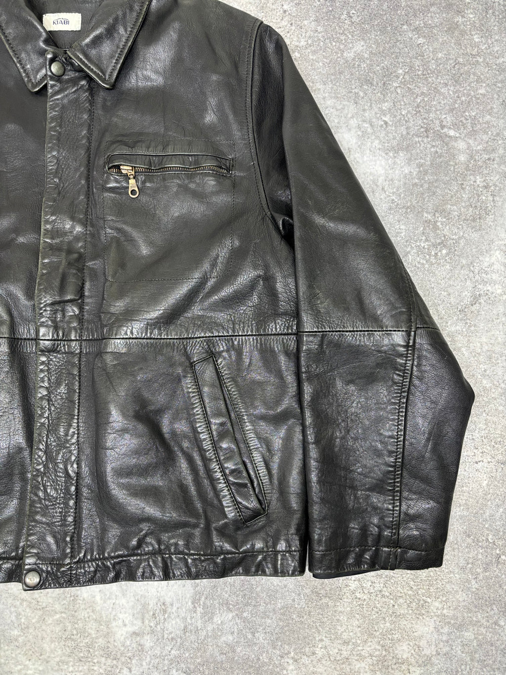 2000s Vintage Black Leather Jacket by KIABI