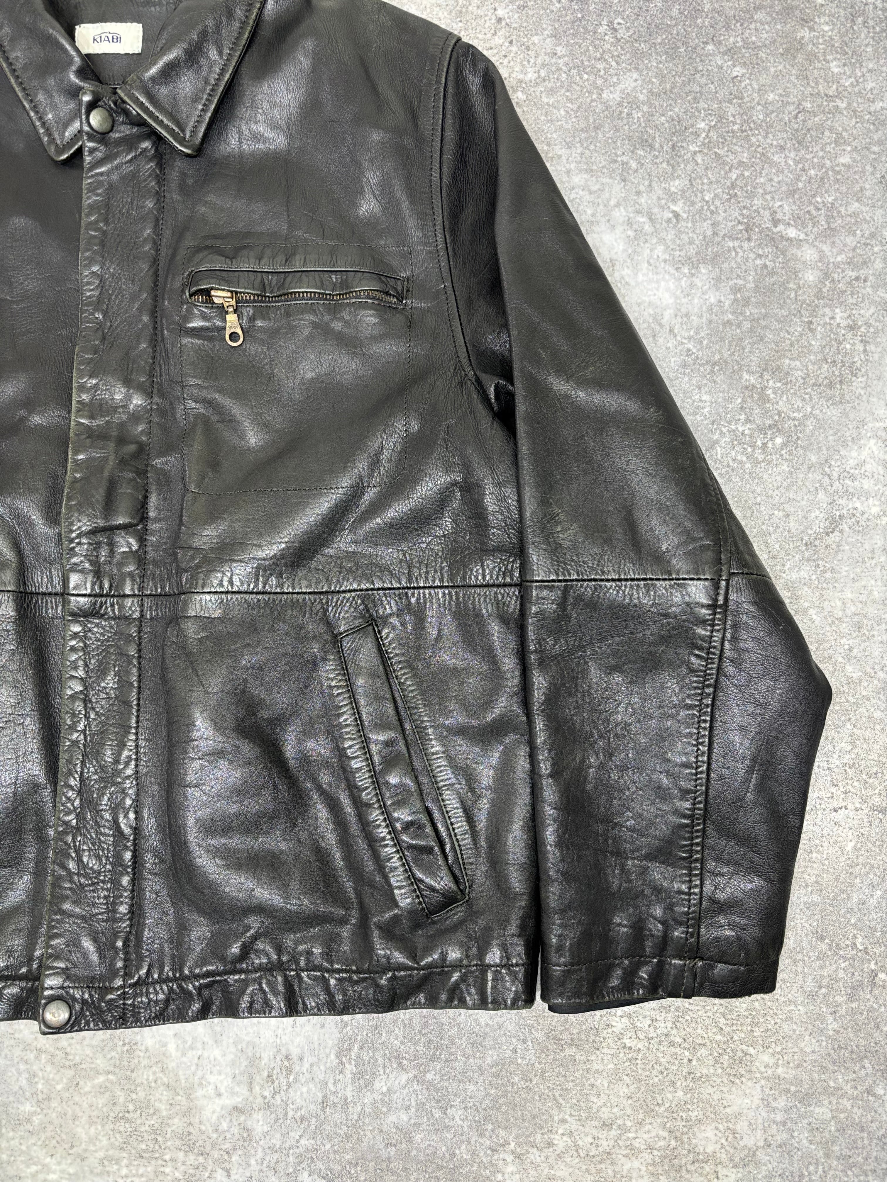 2000s Vintage Black Leather Jacket by KIABI