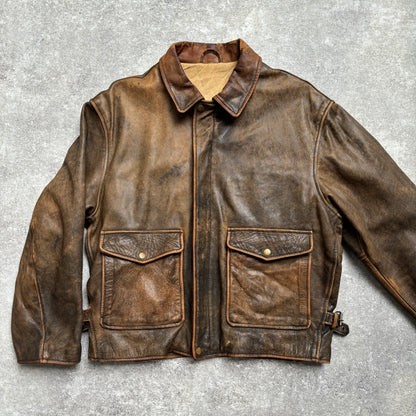 【~1990‘s】VERA PELLE Brown Leather Jacket