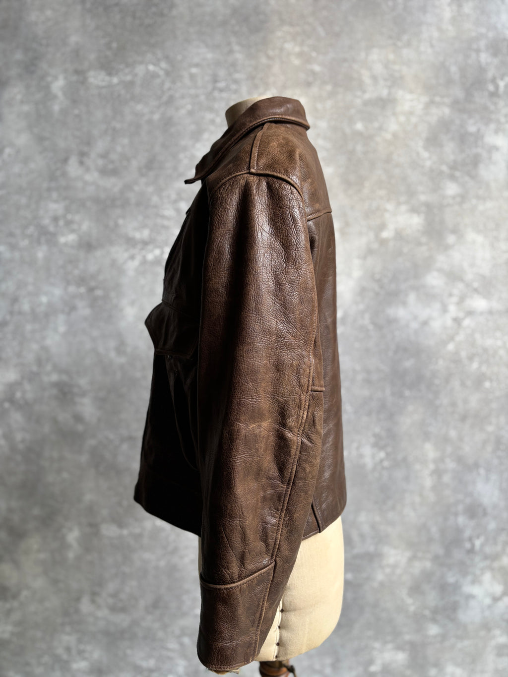 【~1990‘s】Brown Leather Jacket 『WORLD BEATERS』