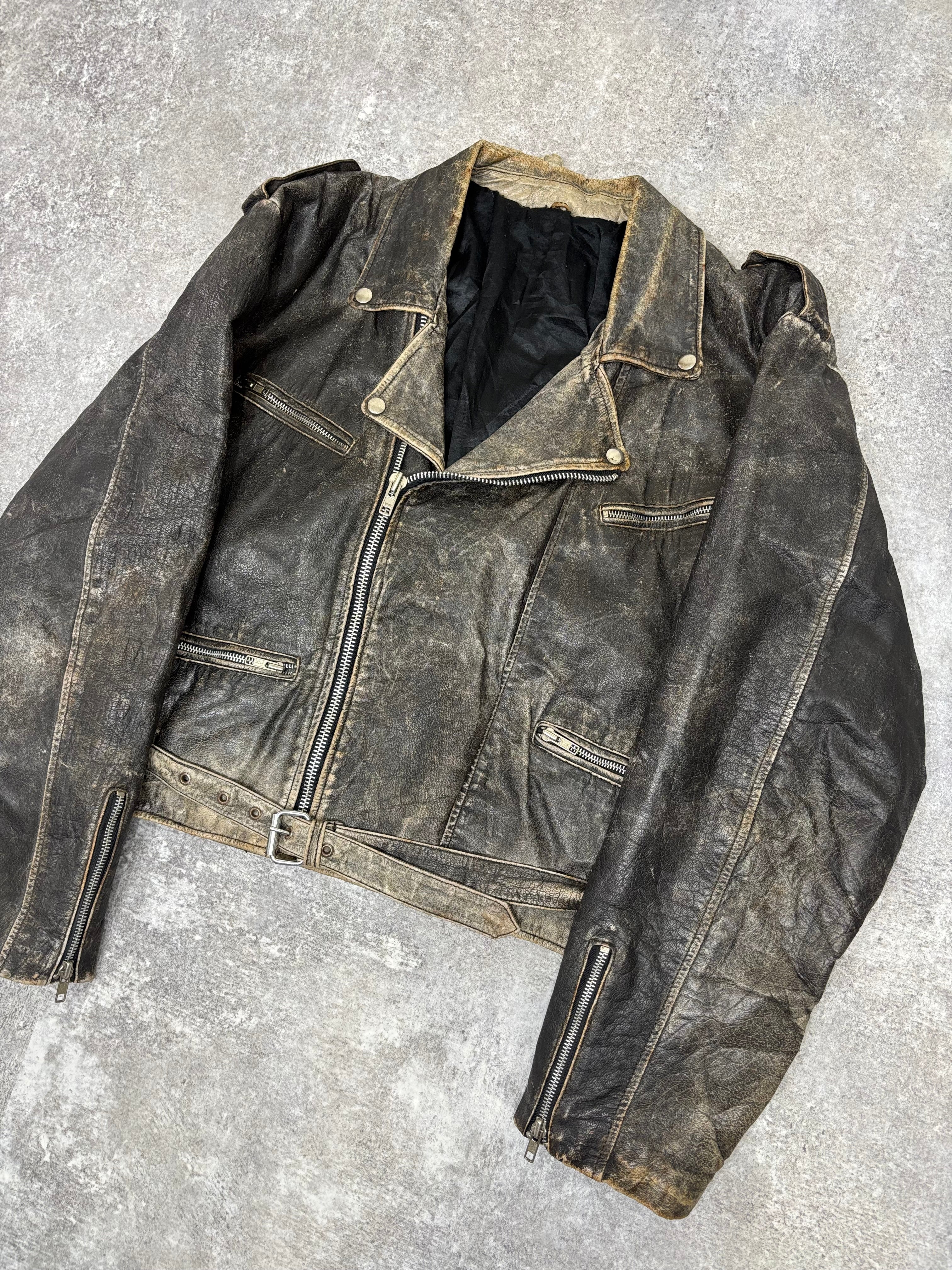 1990s Vintage Distressed Leather Riders Jacket – WITH GROW