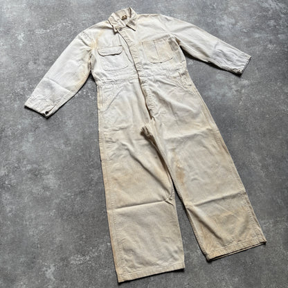 【1940's】Aviation Service Inc. White Coveralls 月桂樹ボタン