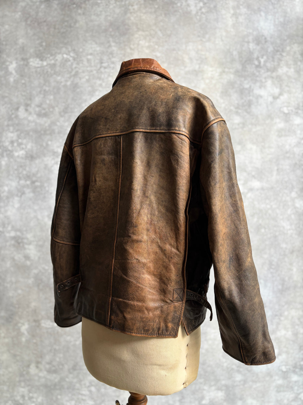 【~1990‘s】VERA PELLE Brown Leather Jacket