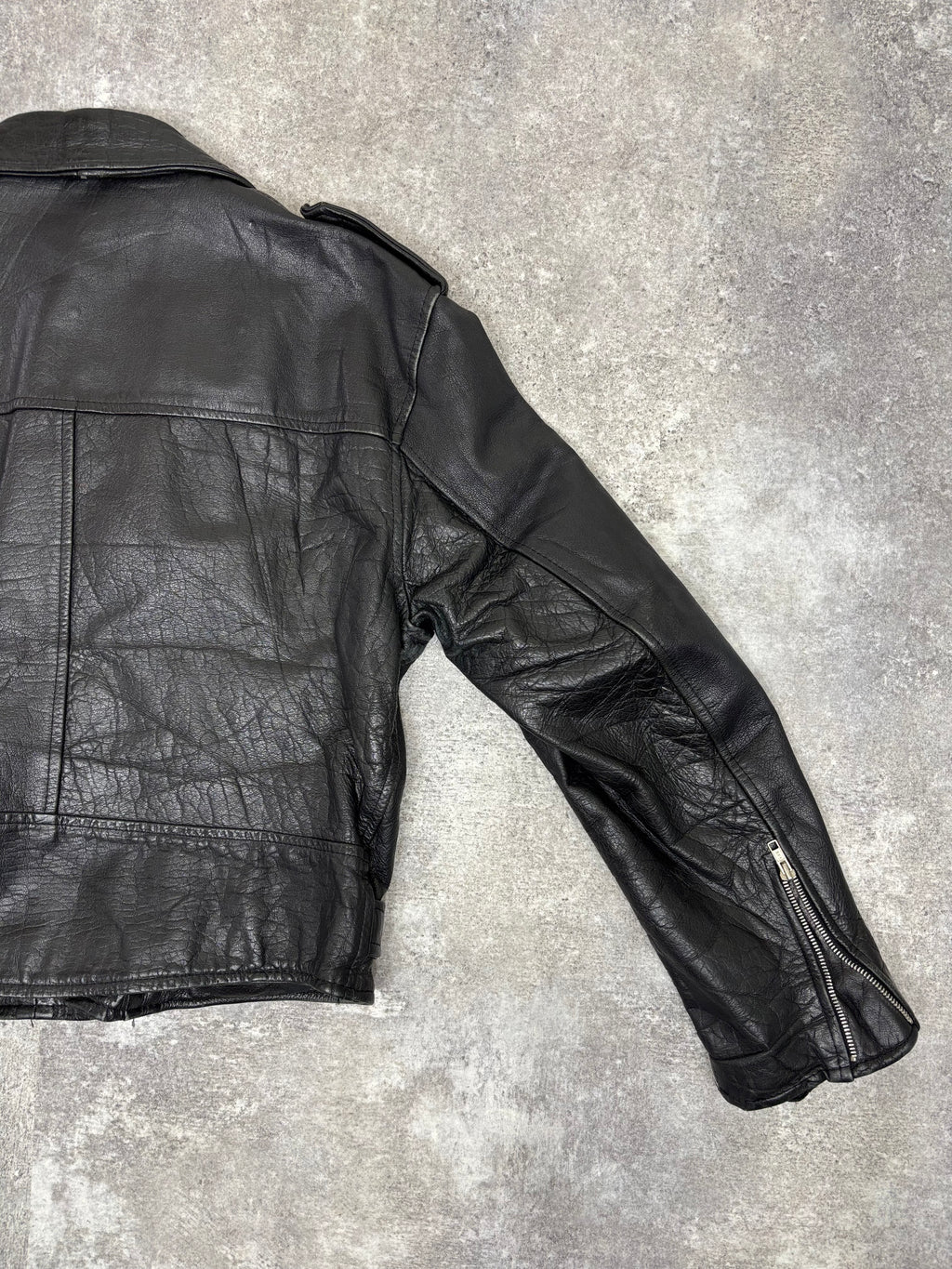 ~1990s Vintage Double Riders Leather Jacket Black