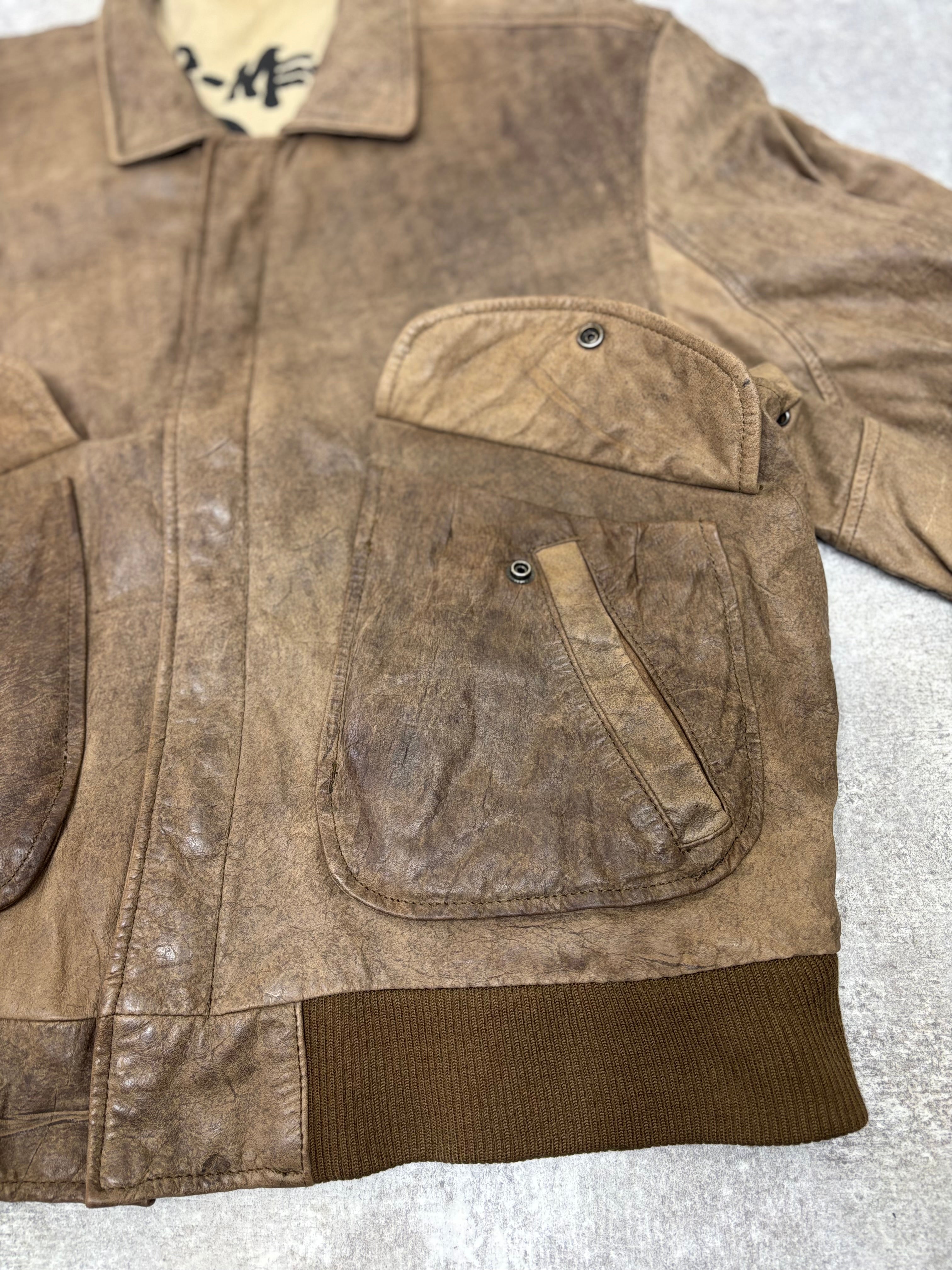 1990s Vintage Leather Flight Jacket “FLIGHT-BOMBER” by WEAR-ME-OUT